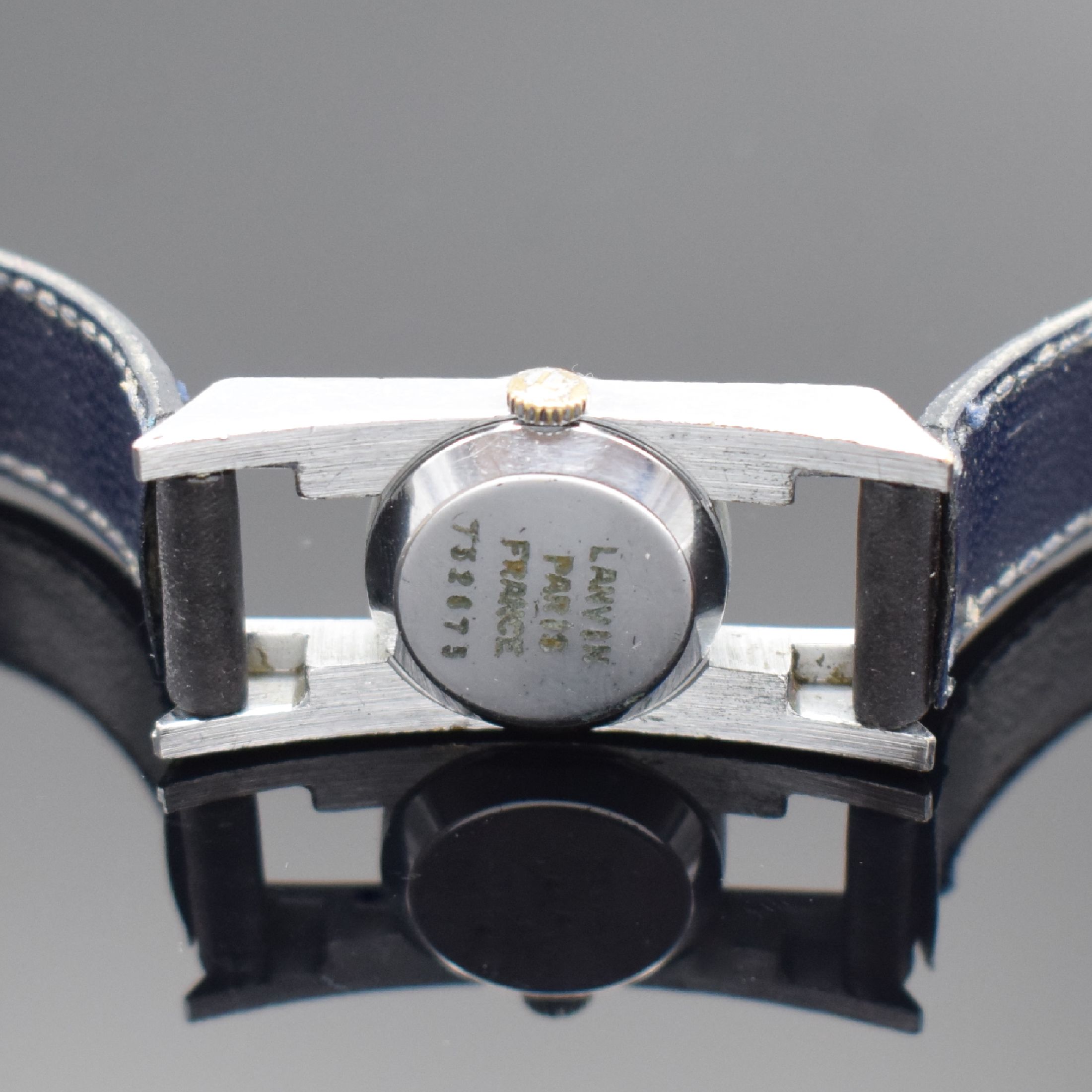 Detail c: LANVIN PARIS Designer Damenarmbanduhr, Frankreich 1970er Jahre, verchr. Metallgeh., Boden aufgedr., Indexlünette, beiges Zifferbl., geschw. Zeiger, ...