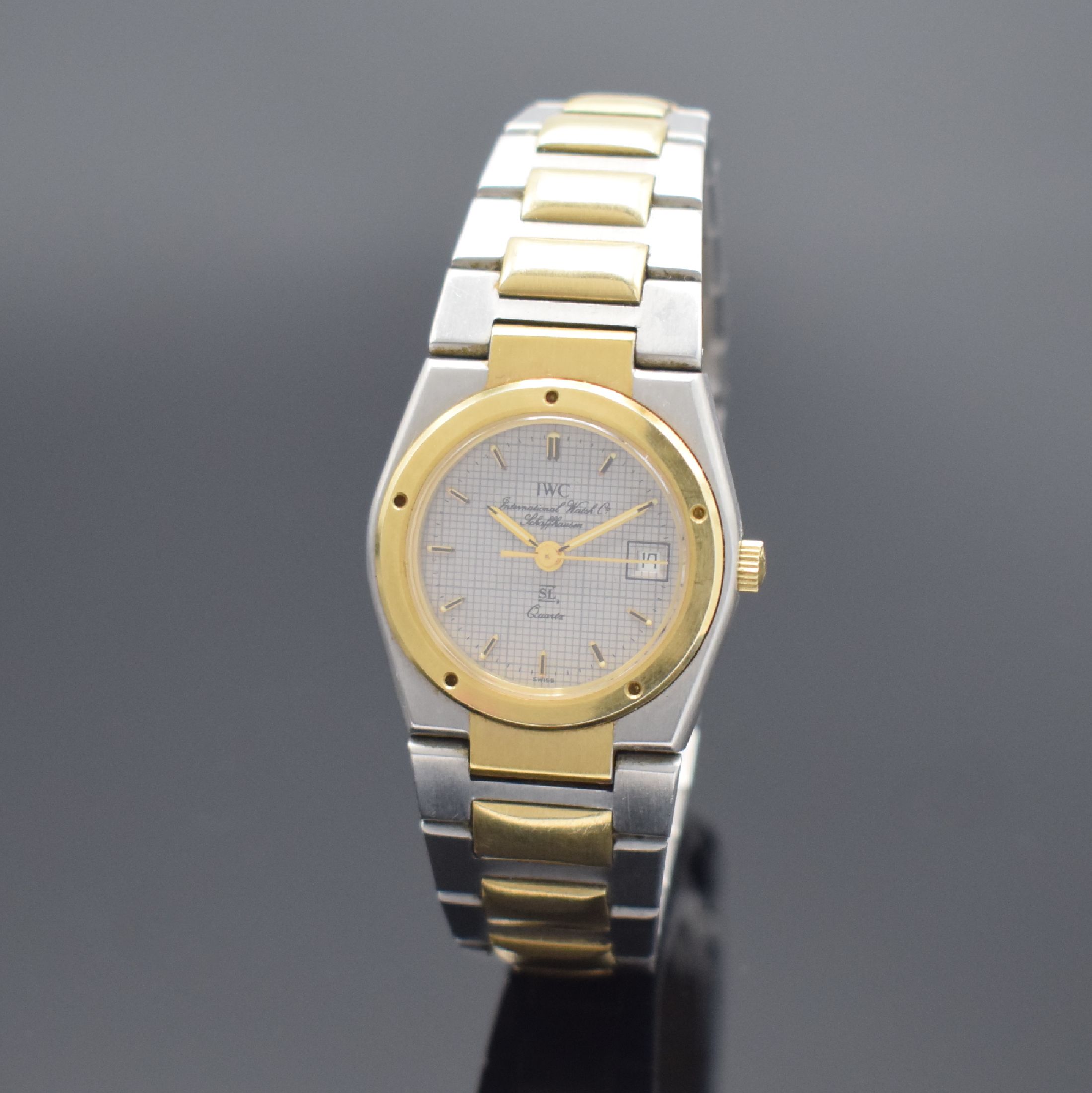 IWC Damenarmbanduhr Ingenieur SL Referenz 4502, Schweiz um 1985, quarz, Edelstahl/Gold komb., Zwischengl. d. Bandes & Lünette in massiv GG 585/000, ...