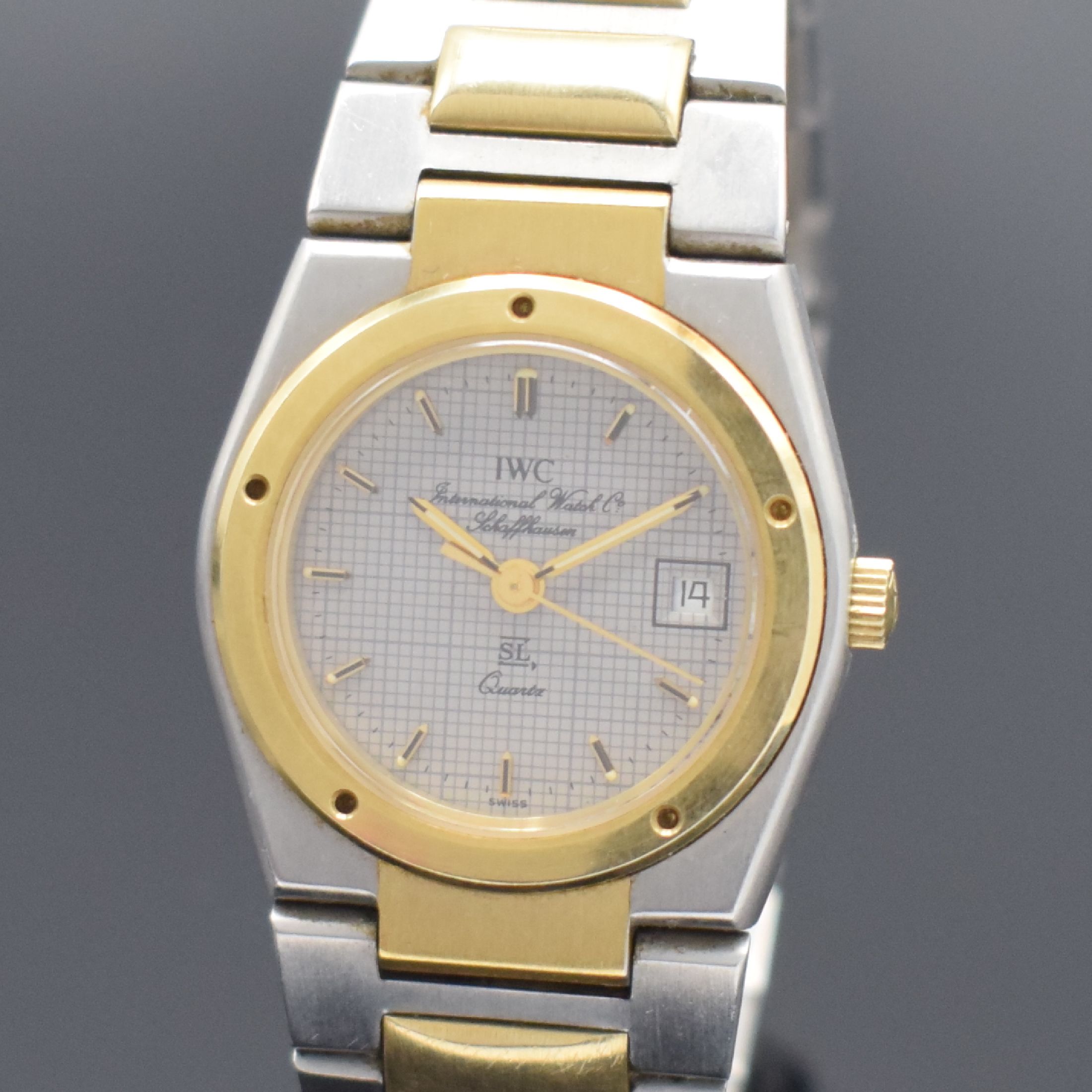 Detail a: IWC Damenarmbanduhr Ingenieur SL Referenz 4502, Schweiz um 1985, quarz, Edelstahl/Gold komb., Zwischengl. d. Bandes & Lünette in massiv GG 585/000, ...