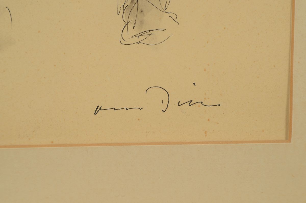 Detail a: Otto Dill, 1884 Neustadt-1957 Bad Dürkheim, Pferdeführer mit Pferd, handsigniert, lavierte Tuschezeichnung leicht stockfleckig bzw. gebräunt, ca. ...
