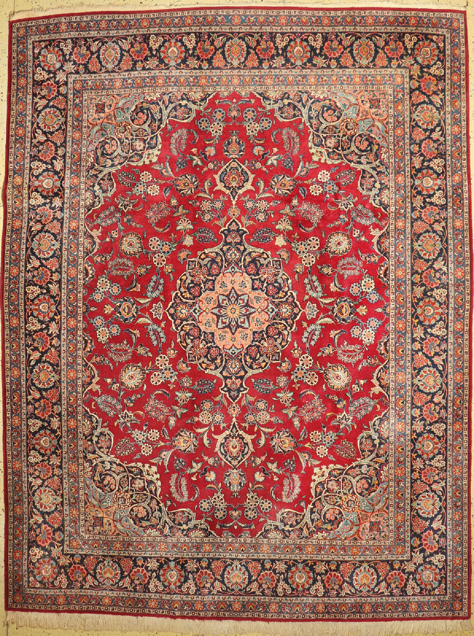 Keschan Kork fein, Persien, um 1940/1950, Korkwolle auf Baumwolle, ca. 360 x 270 cm, EHZ: 2(Wasserschaden)