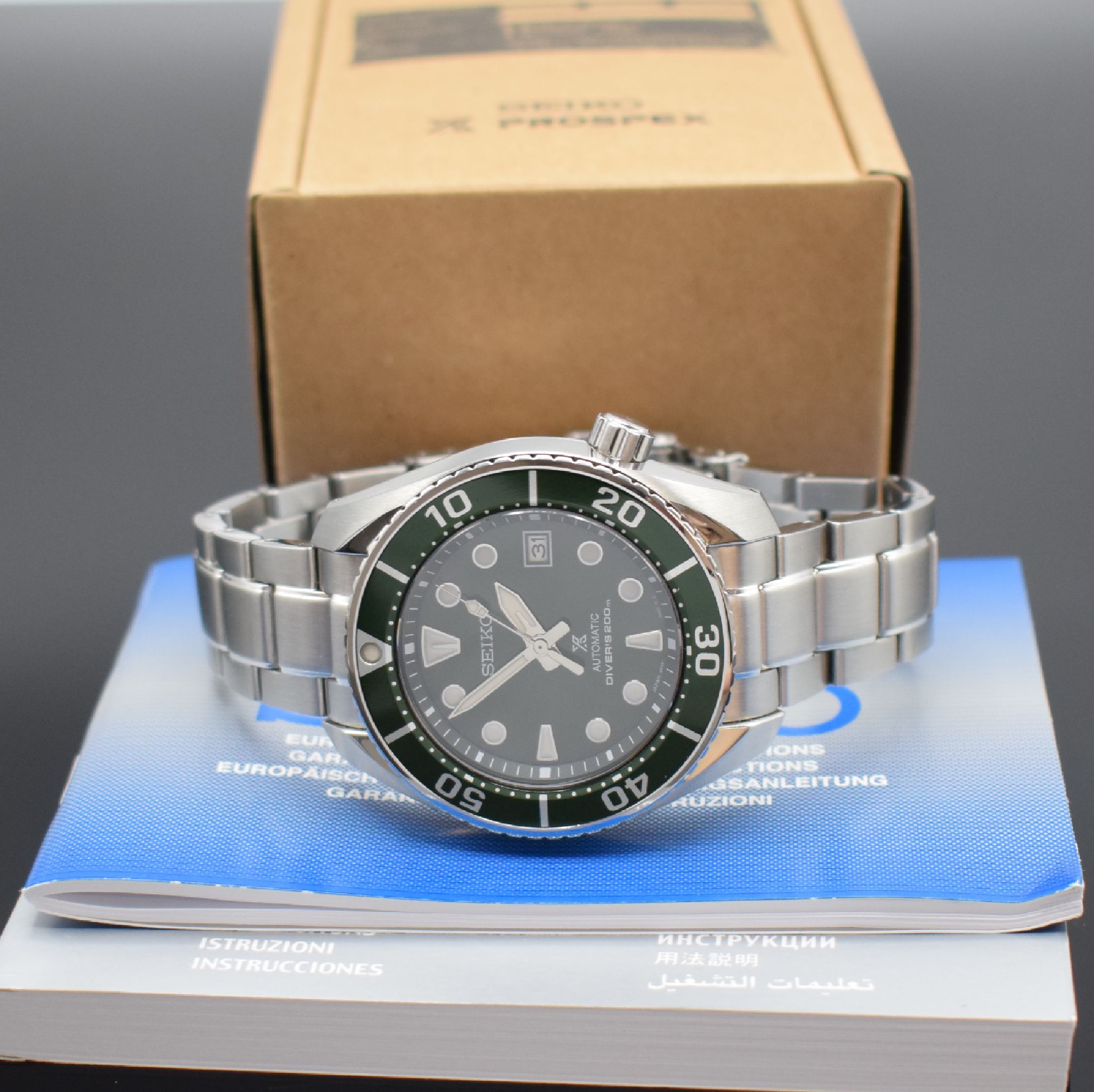 Detail e: SEIKO Prospex Herrenarmbanduhr Referenz SPB103J1, Automatik, Edelstahlgeh. inkl. orig. Gliederband m. Faltschl., Boden & Krone verschr., ab Herst. ...