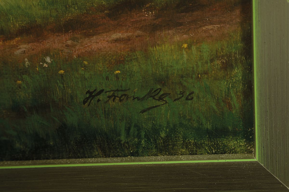 Detail a: Hanny Franke, 1890 Koblenz-1973 Frankfurt/Main, Frühling im Westerwald, ÖL/Lwd, signiert, ca. 46x61cm, R. ca. 49x64cm