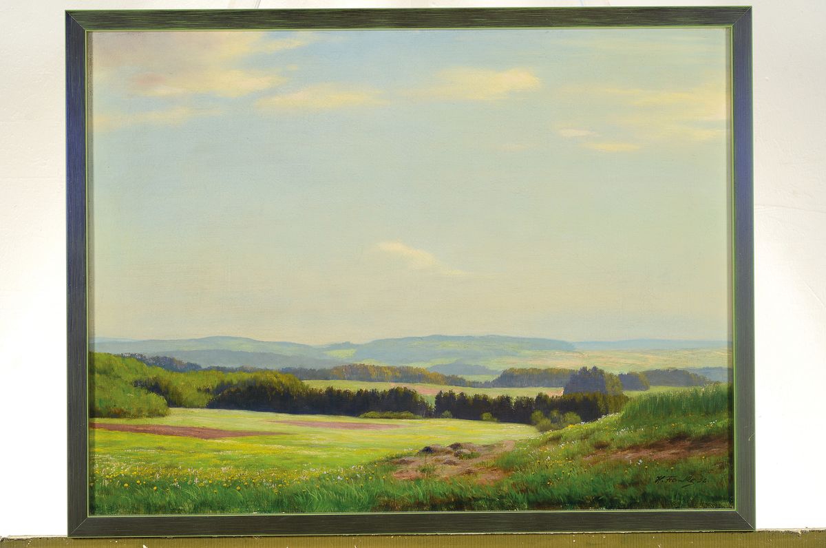 Detail k: Hanny Franke, 1890 Koblenz-1973 Frankfurt/Main, Frühling im Westerwald, ÖL/Lwd, signiert, ca. 46x61cm, R. ca. 49x64cm