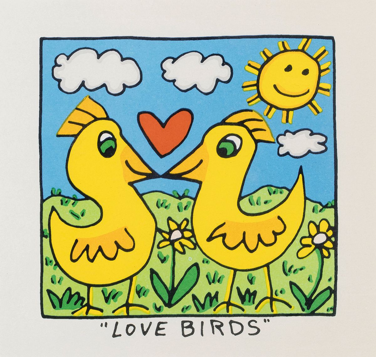 James Rizzi, 1950-2011 New York, Love Birds, Farblithographie, ca. 13x14cm, R. ca. 35x36cm