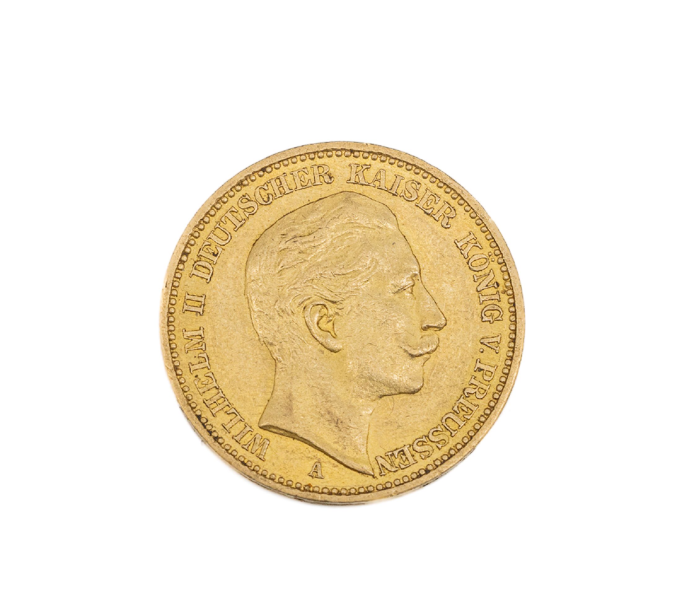 20 Mark Goldmünze, Deutsches Reich, 1901, Wilhelm II Deutscher Kaiser König von Preußen,Prägemarke A