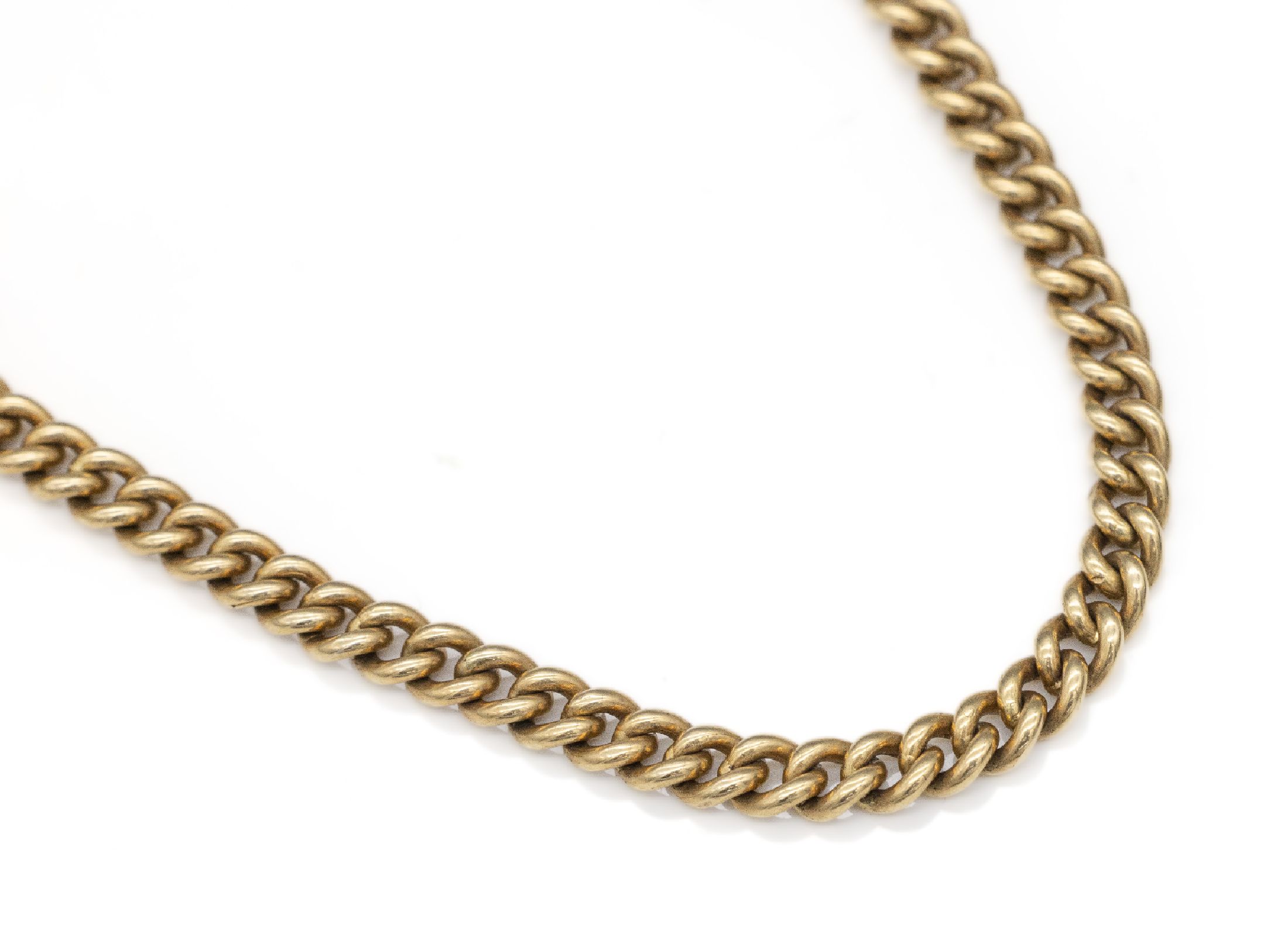 14 kt Gold Uhrenkette, GG 585/000, Karabiner und Federring, L ca. 46 cm, total ca. 21.5 g