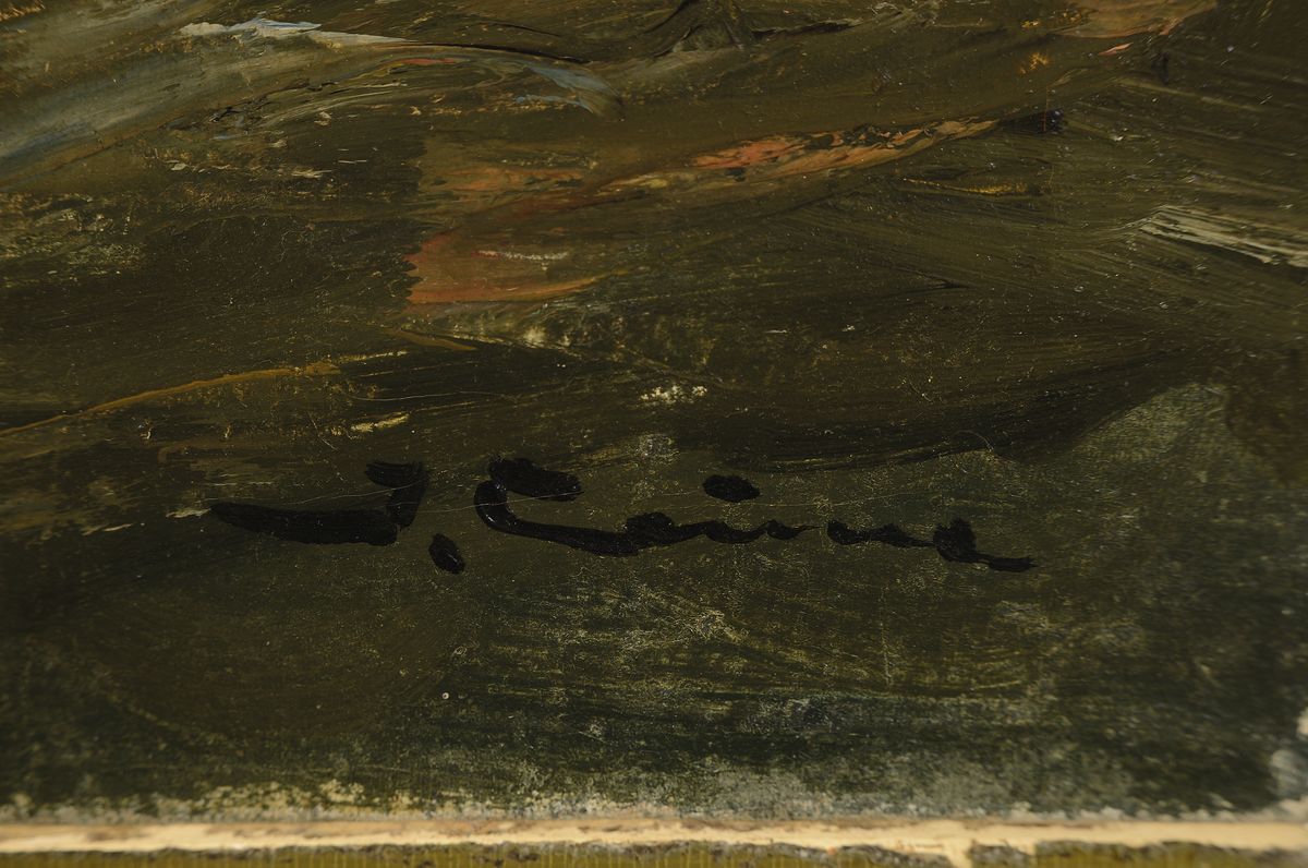 Detail a: Ungedeuteter Künstler des 20.Jh., Seestück, Segelschiff in voller Fahrt, Öl/Lwd, rechts unten signiert, 60x80 cm