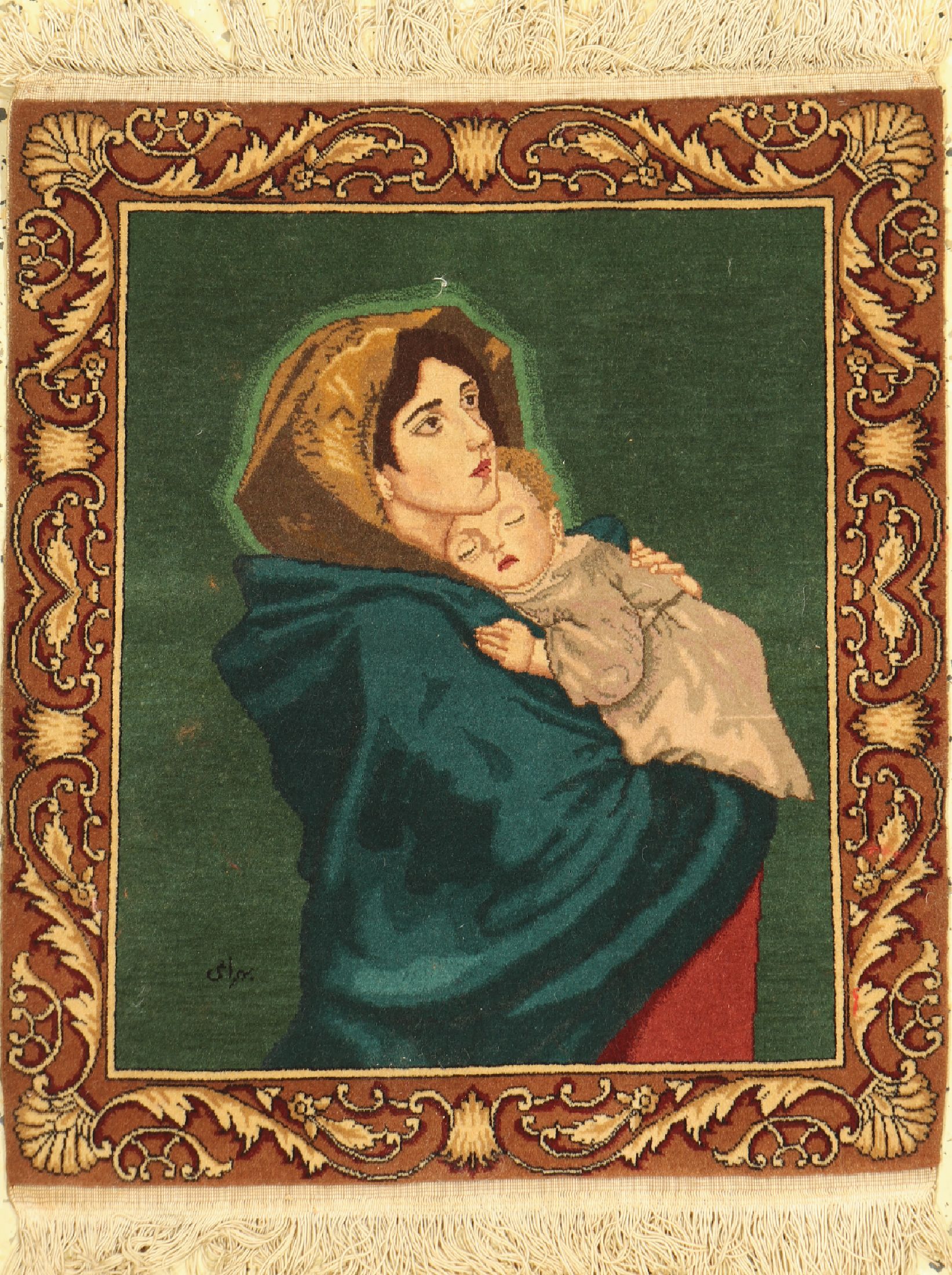 Täbriz sign.(Maria mit Kind), Persien, ca. 50 Jahre, Korkwolle, ca. 60 x 51 cm, EHZ: 1 (gebraucht)