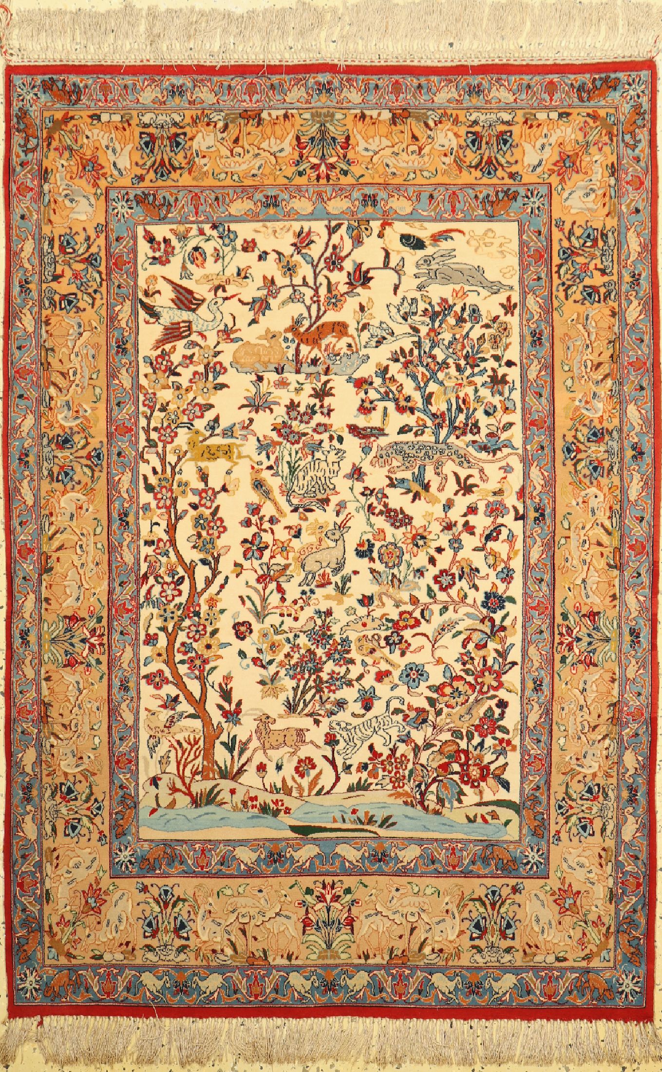 Esfahan fein, Persien, um 1960, Korkwolle auf Seide, ca. 152 x 105 cm, ca. 1,0 Mio. Kn/qm, EHZ: 1 (gebraucht)