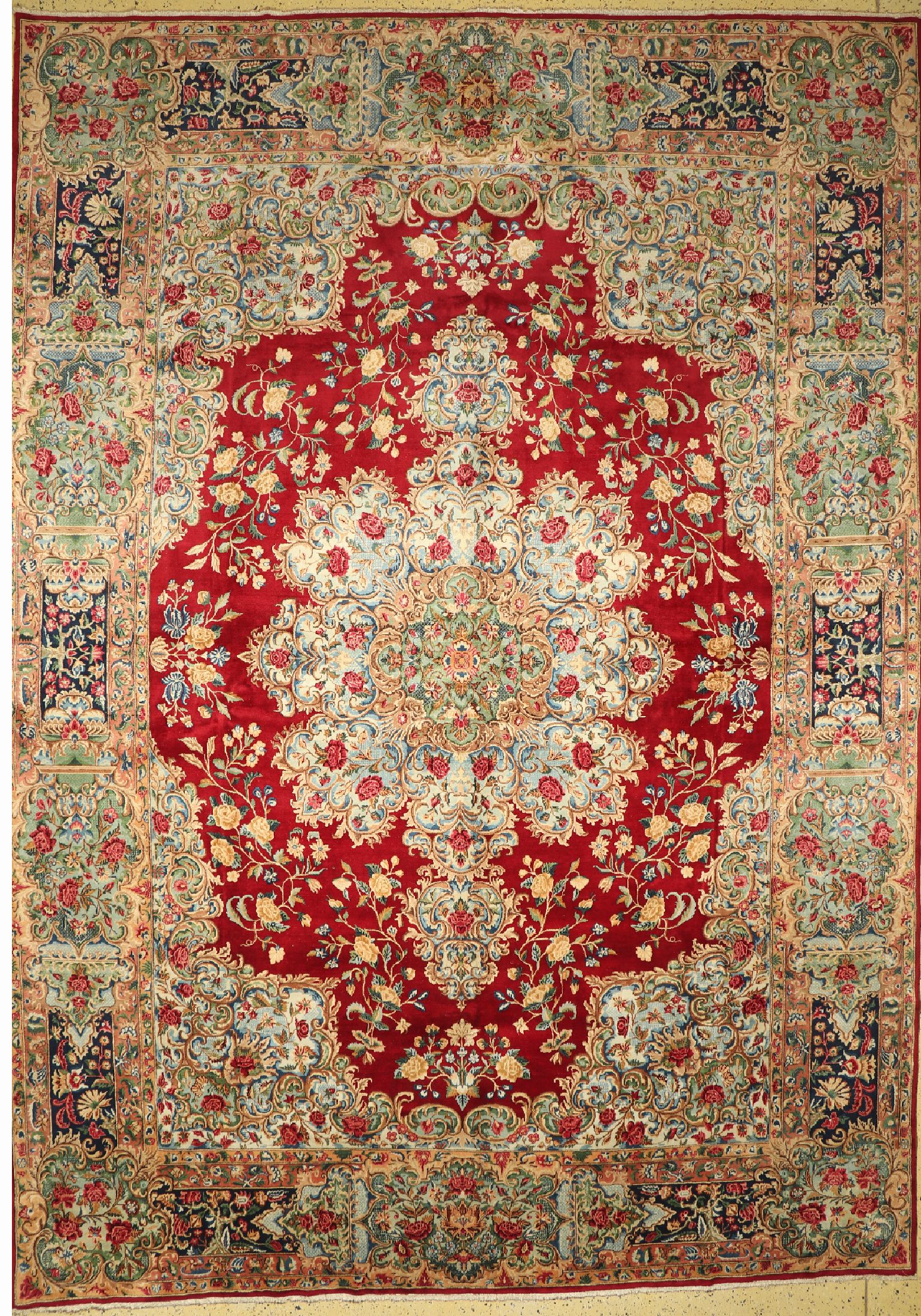 Kerman Lawar alt fein, Persien, um 1960, Korkwolle auf Baumwolle, ca. 430 x 307 cm, EHZ: 1(gebraucht)