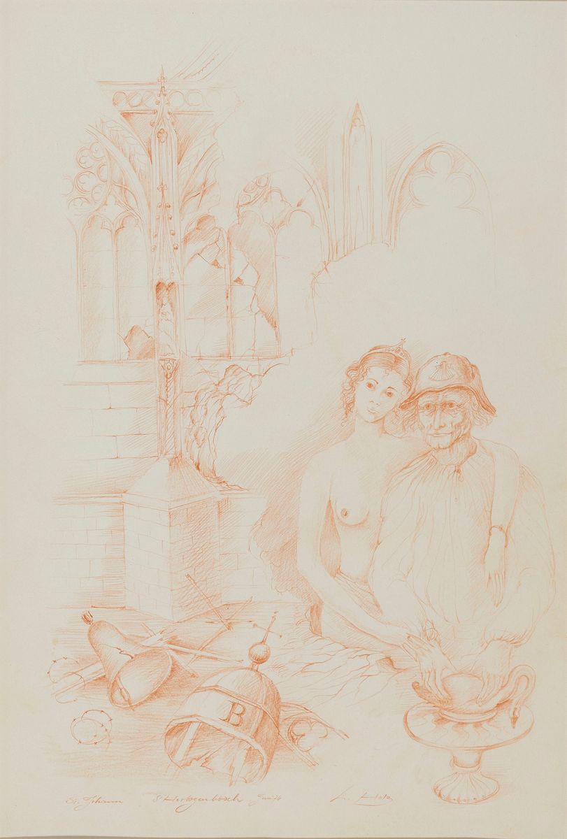 Werner Holz, 1948 Grünstadt-1991 Ludwigshafen, namhafter Vertreter des Phantastischen Realismus, hier: St. Johann (Kathedrale) s'Hertogenbosch, ...
