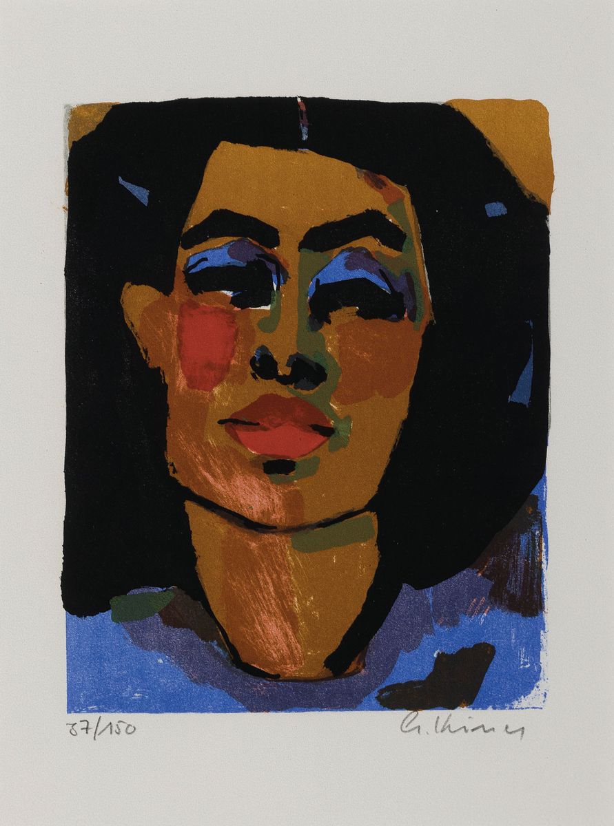 Gernot Kissel, 1939 Worms-2008 Römerberg, Sonja, Farblithographie, handsigniert und num. 87/150, ca. 28x22cm, u.Gl., R. ca. 59x45cm