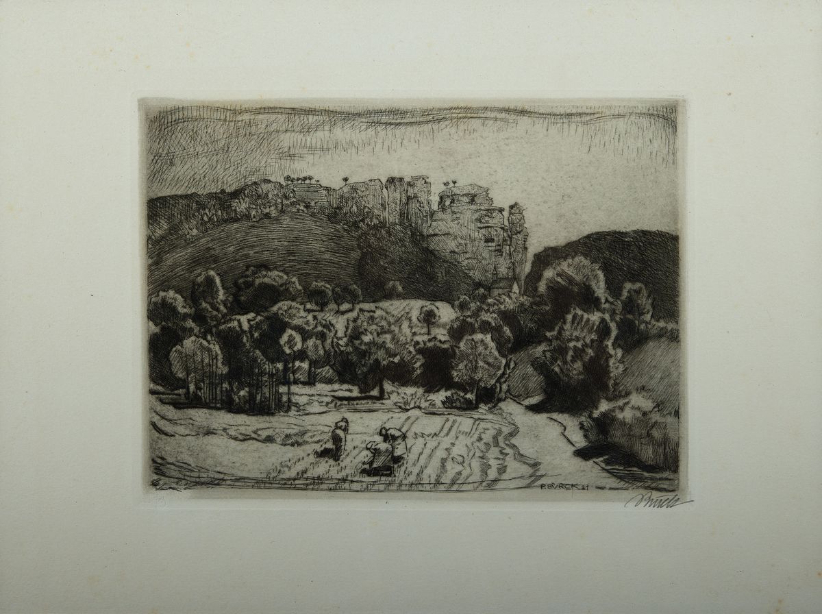 Detail a: Paul Bürck, 1878 Straßburg/Elsass-1947 München, Gründungsmitglied der Darmstädter Künstlerkolonie, Grand Prix auf der Weltausst. 1904 in ...