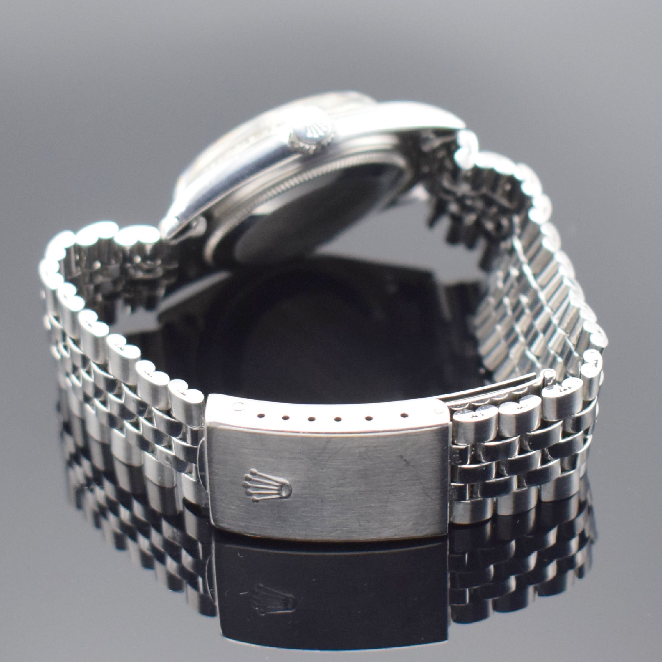 Detail b: ROLEX Herrenarmbanduhr Oyster Perpetual Datejust Referenz 1601, Schweiz um 1964, Automatik, verschr. Oystergeh., WG-Lünette, gefaltetes Jubileeband ...
