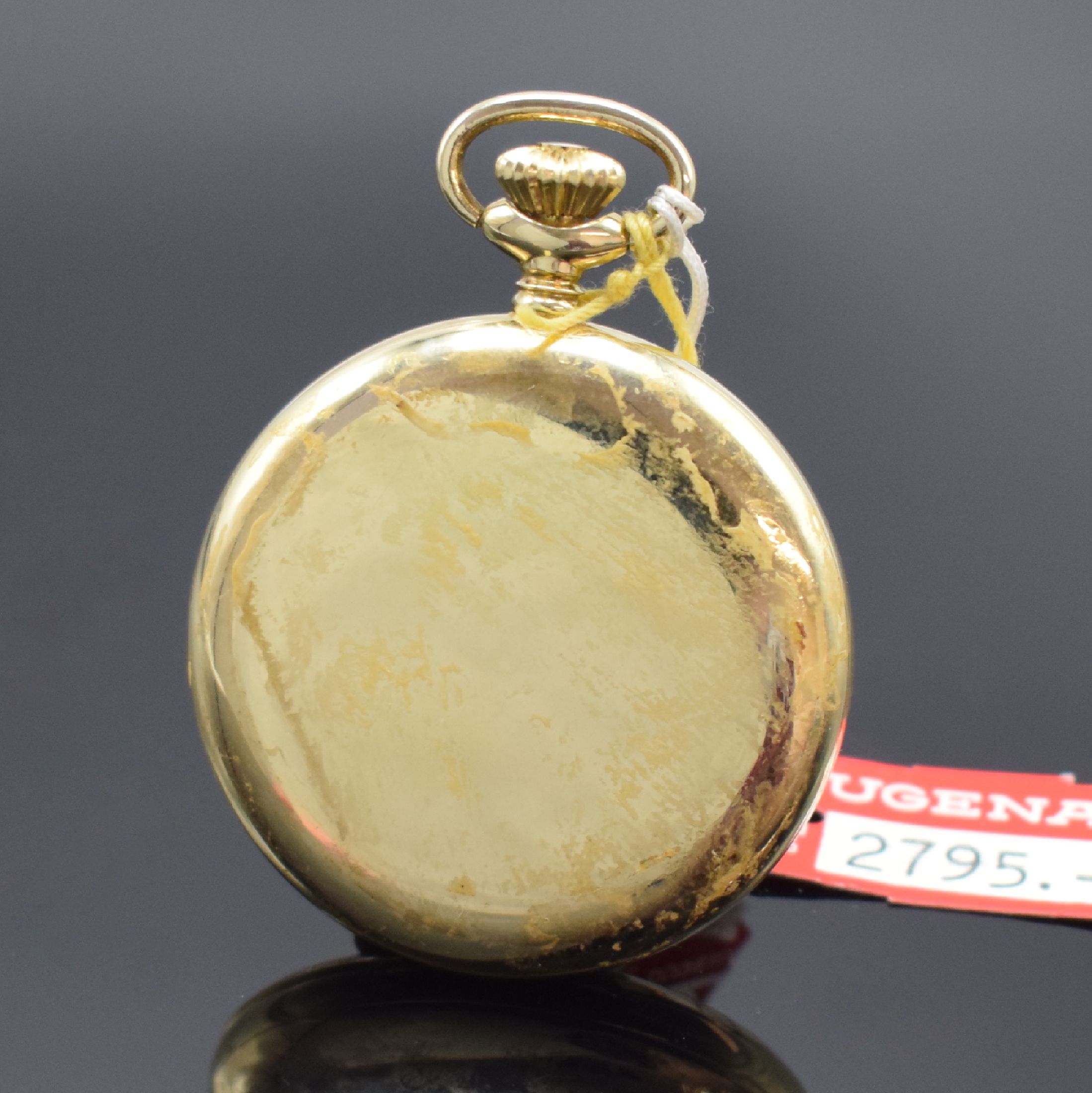 Detail c: DUGENA Savonette in GG 585/000, Schweiz um 1985, Handaufzug, 2-Deckel Goldgeh., Boden aufgedr., gold. Zifferbl. m. röm. Zahlen, Louis-Zeiger, Kal. ...