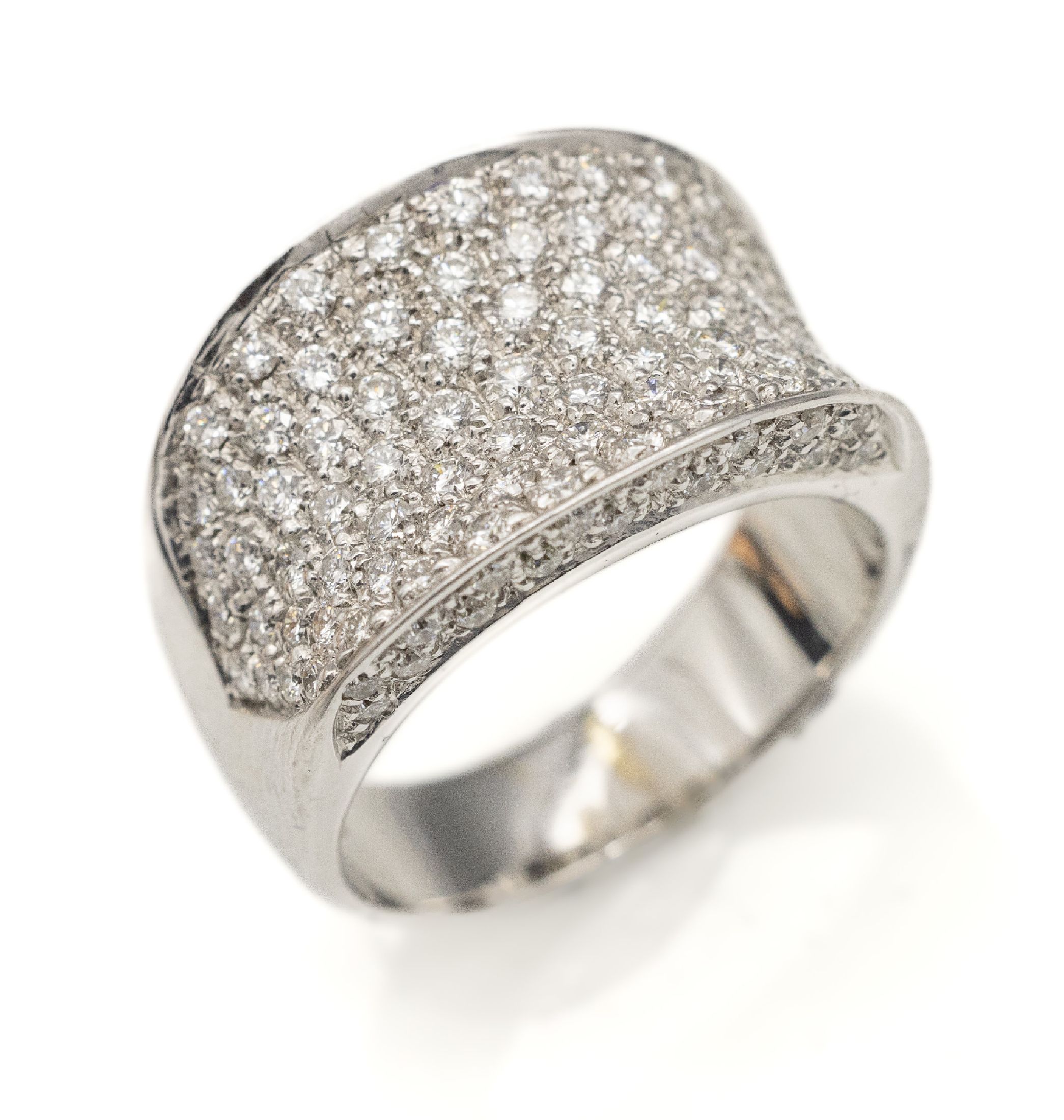 18 kt Gold Brillant-Ring, GG 750/000, Brillanten zus. ca. 1.34 ct Weiß/si, RW 55, ca. 10.5 g