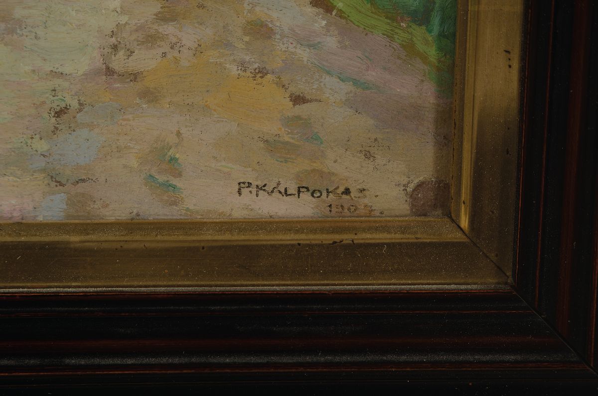 Detail a: Petras Kalpokas, 1880 Miskine in Litauen - 1945, bekannter litauischer Maler und Professor, Kunststudium in Odessa und später an der Akademie ...