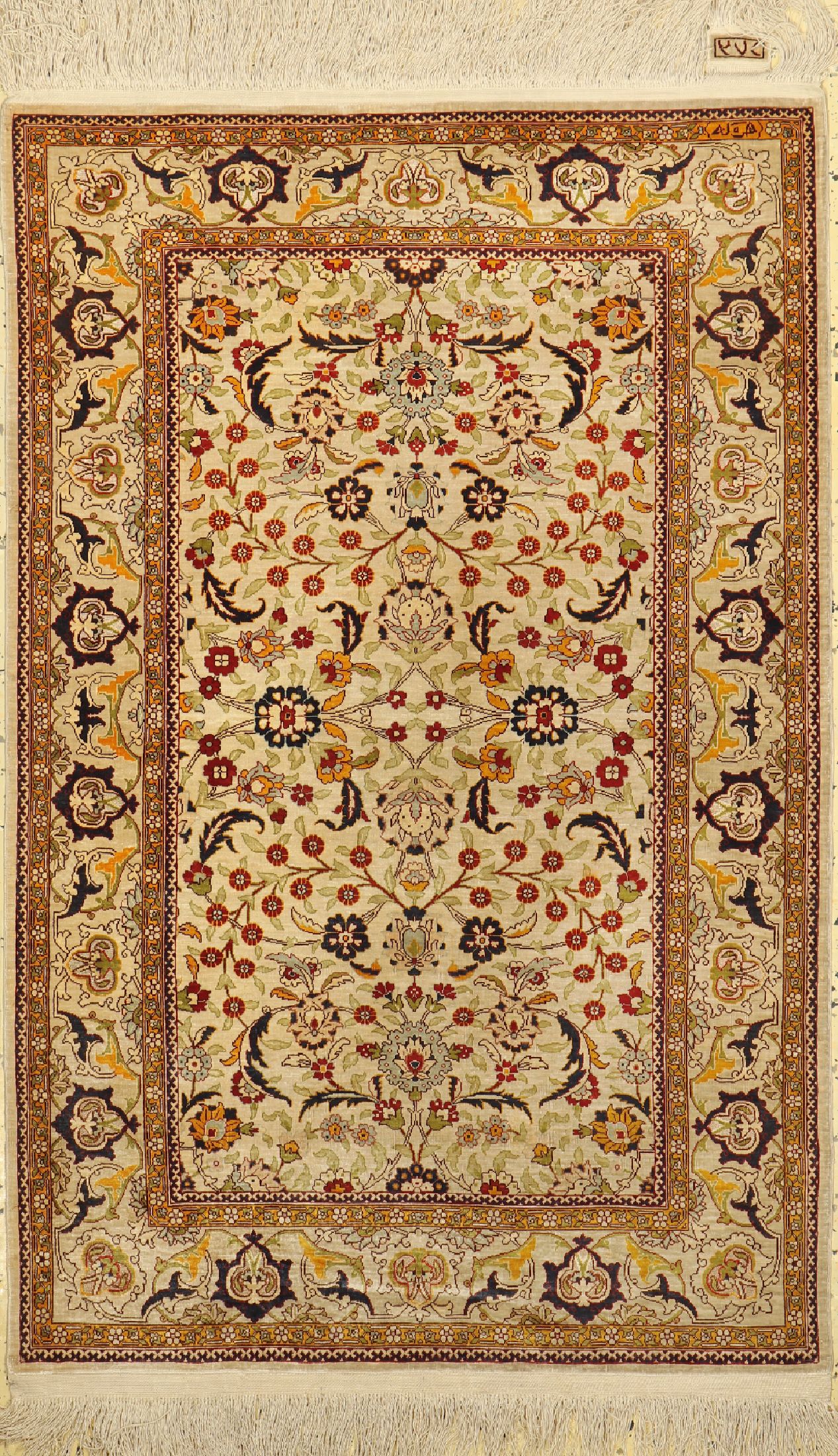 Hereke Seide fein, signiert, Türkei, um 1960, reine Naturseide, ca. 123 x 79 cm, EHZ: 2