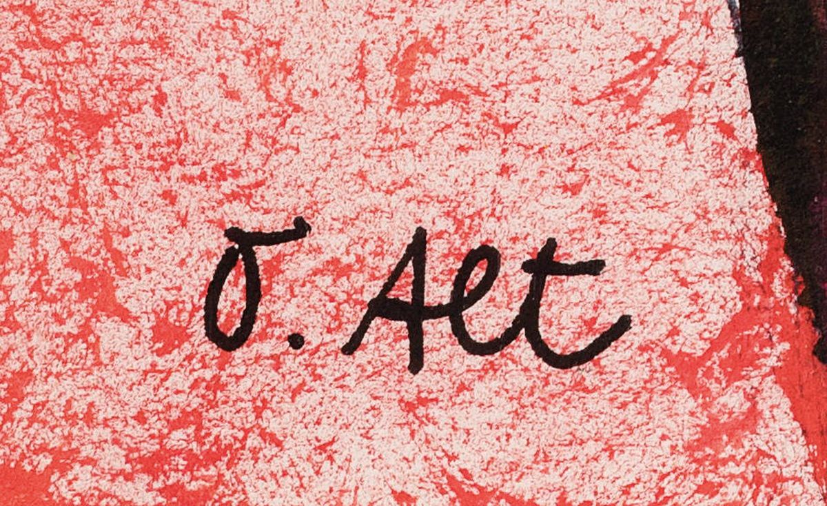 Detail a: Otmar Alt, geb. 1940 Wernigerode, "Braut", links unten signiert, Tusche,Öl,Aquarell auf Zeichenpapier, ungerahmt, 40x30 cm, zirkusartig ...
