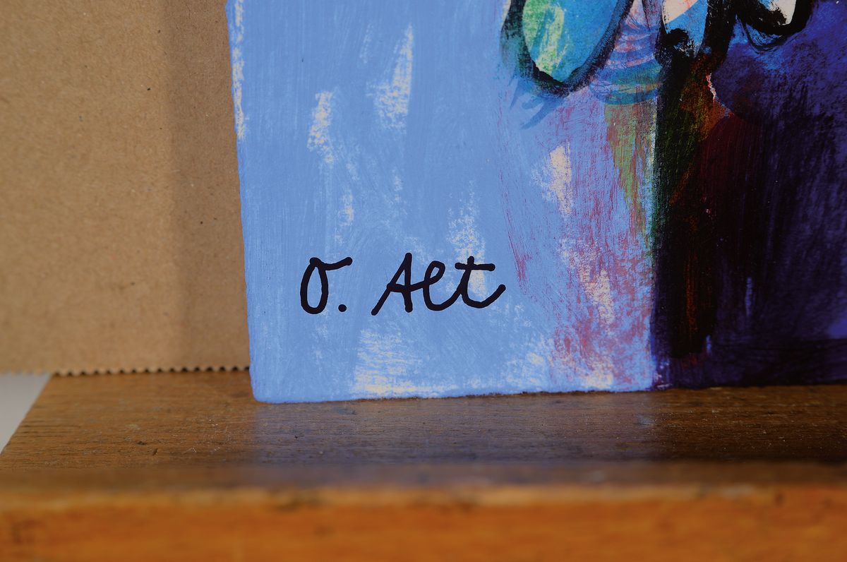 Detail a: Otmar Alt, geb. 1940 Wernigerode, "Bräutigam" links unten signiert, Tusche,Öl,Aquarell auf Zeichenpapier, ungerahmt, 40x30 cm, typisch ...