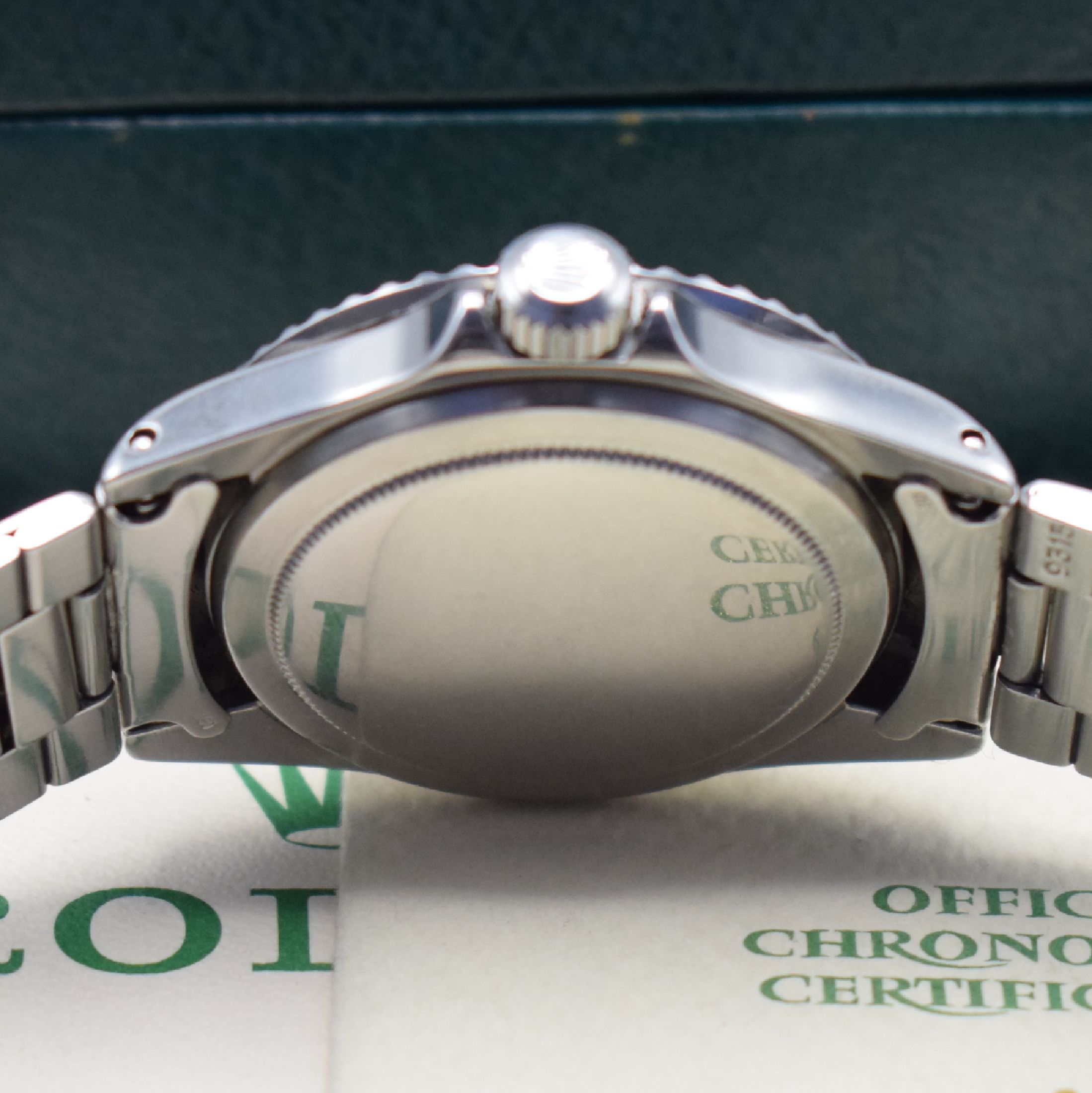 Detail d: ROLEX "Red" Submariner MK II Referenz 1680 seltene Herrenarmbanduhr in Edelstahl mit original Papieren "Double Punched Papers", ...