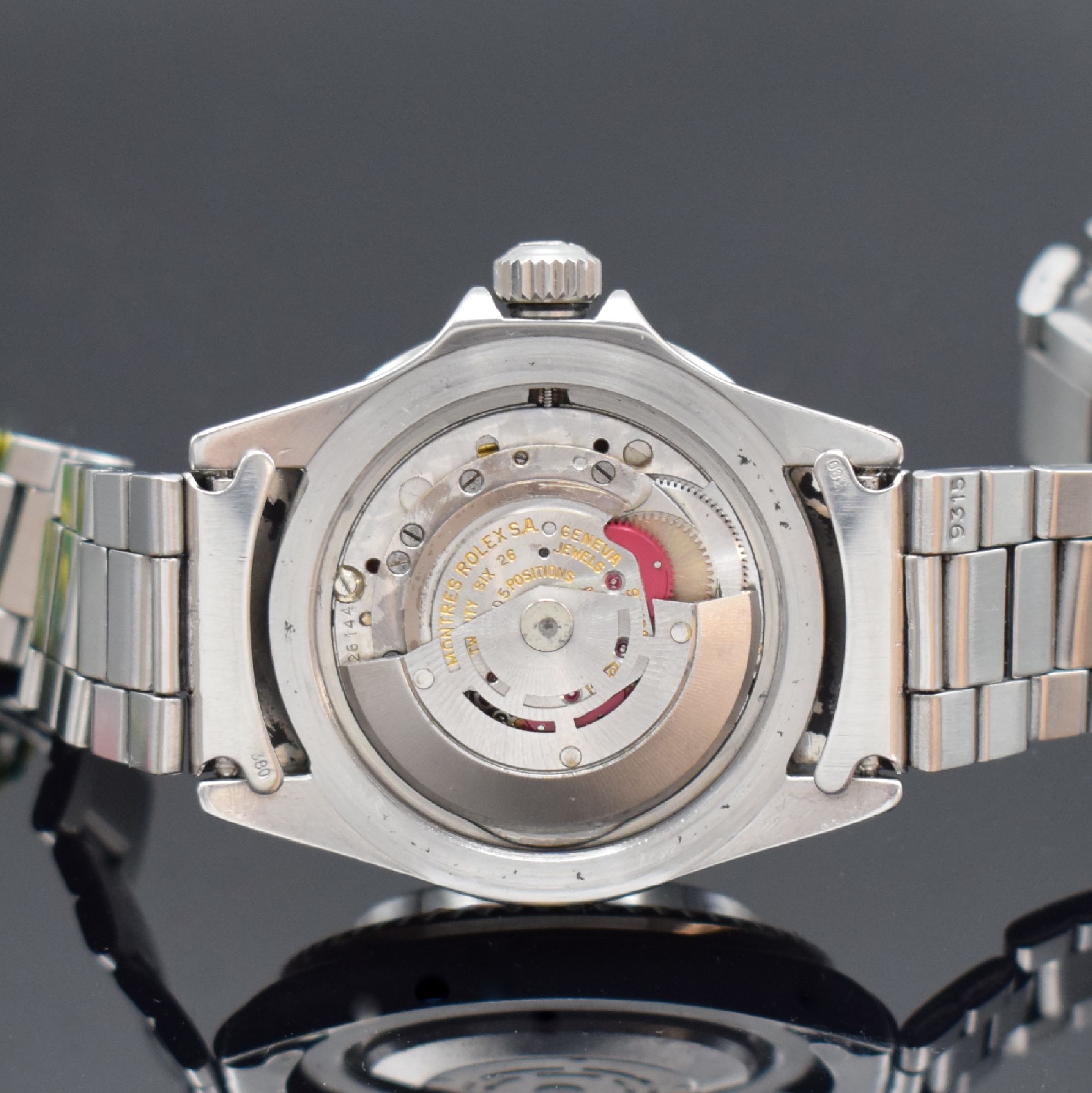 Detail g: ROLEX "Red" Submariner MK II Referenz 1680 seltene Herrenarmbanduhr in Edelstahl mit original Papieren "Double Punched Papers", ...