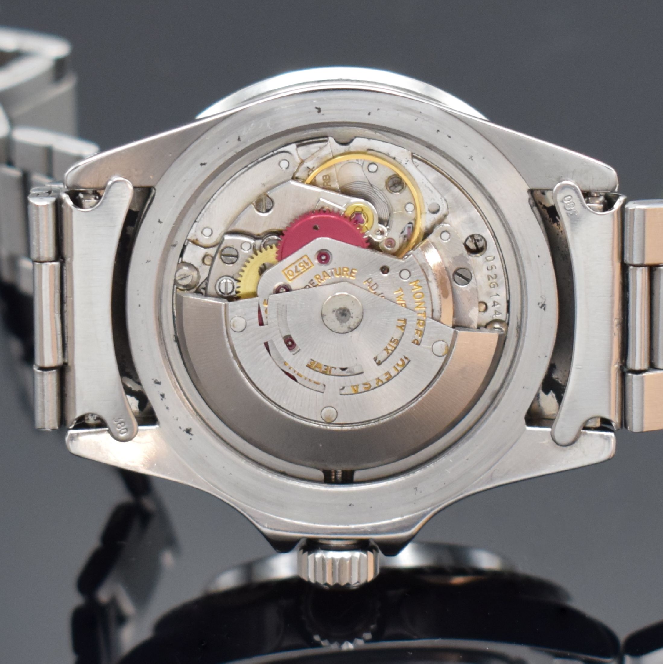 Detail h: ROLEX "Red" Submariner MK II Referenz 1680 seltene Herrenarmbanduhr in Edelstahl mit original Papieren "Double Punched Papers", ...