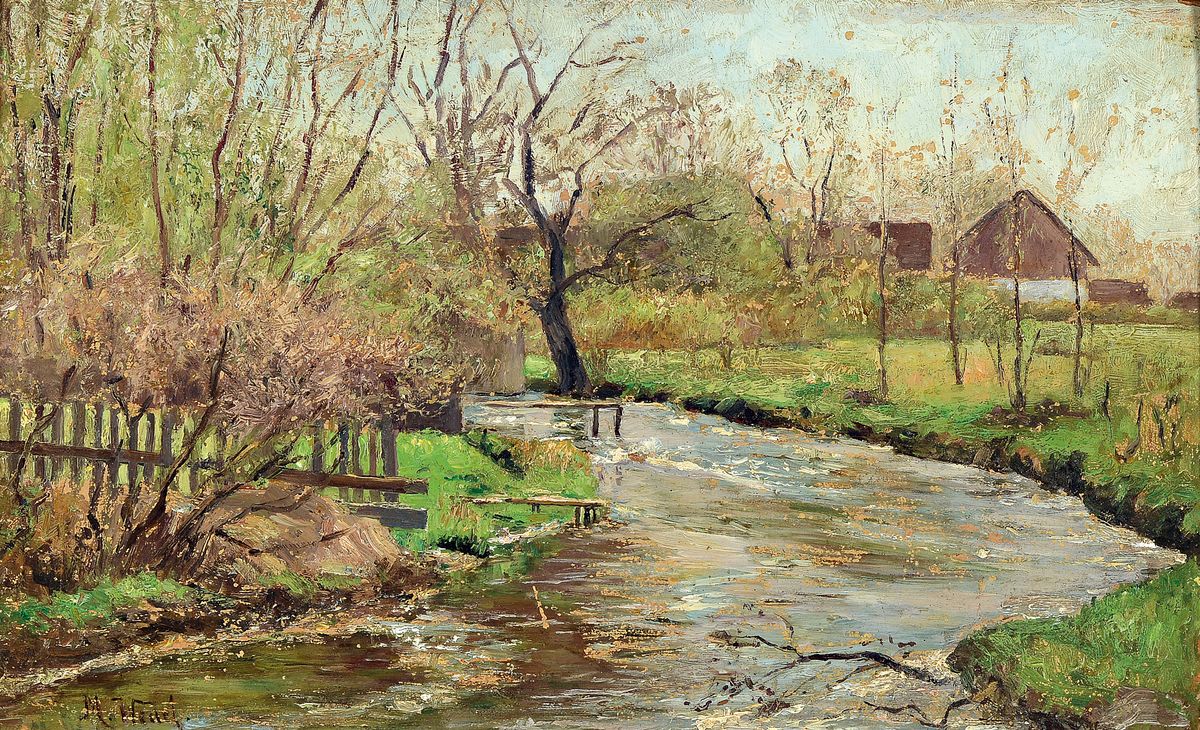 Margaret Wedel (wohl), 1863-1936, Mitglied im Verein der Berliner Künstlerinnen, "Haimhausen in Bayern" so verso auf altem Etikett bez., ...