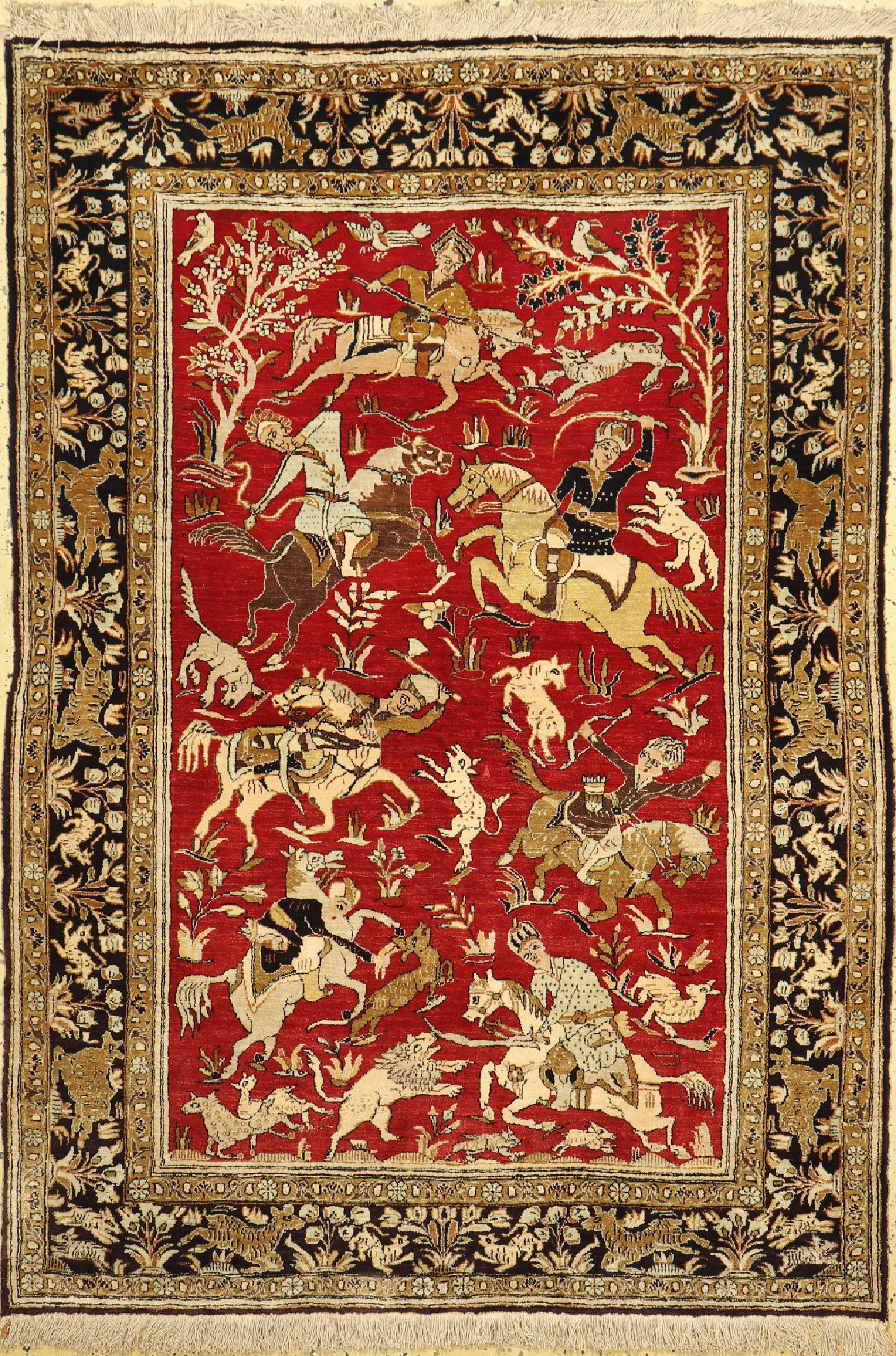 Ghom Seide, Persien, ca. 50 Jahre, Wolle auf Baumwolle, ca. 161 x 112 cm, EHZ: 1-2