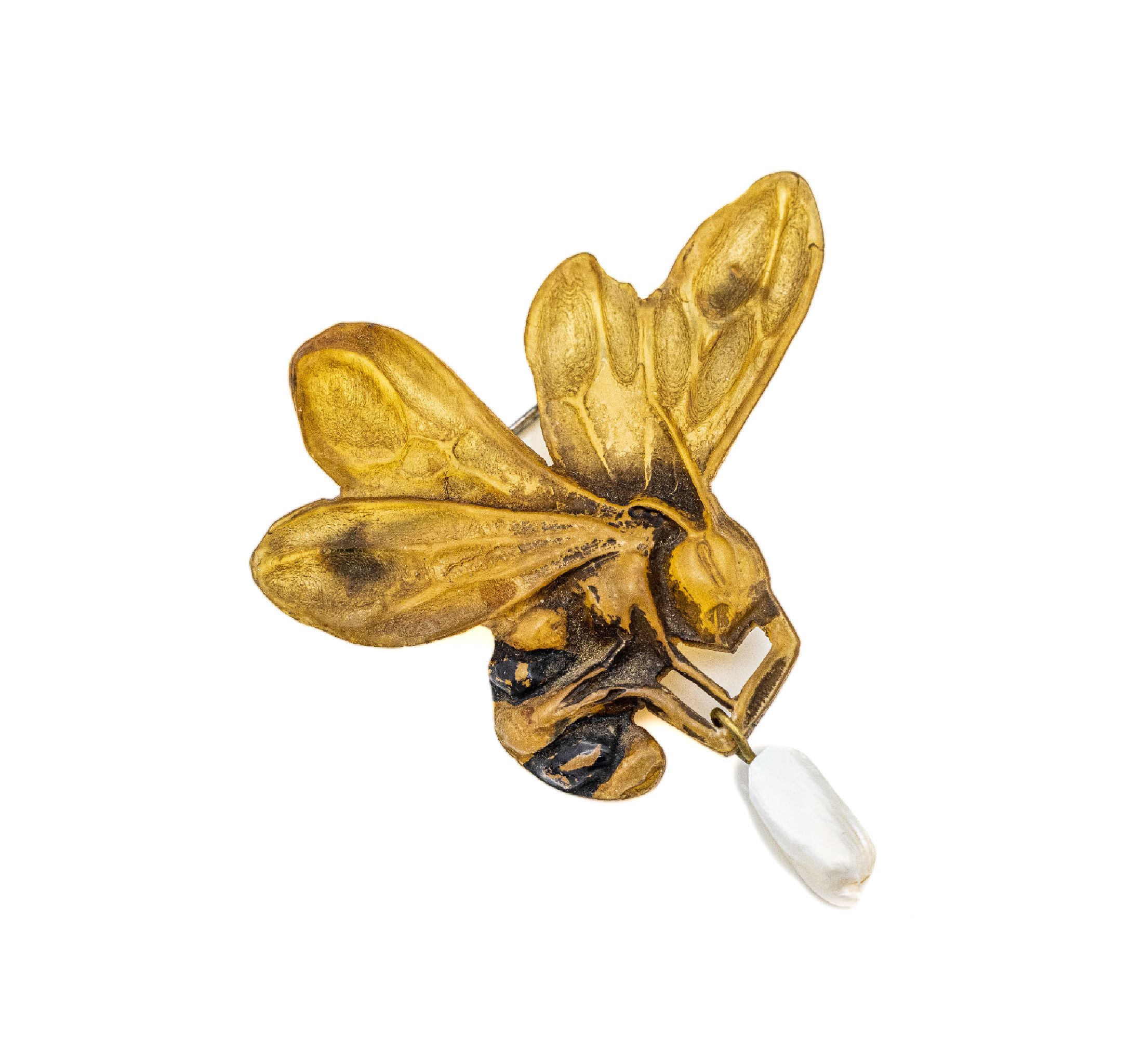 Jugendstilbrosche Frankreich um 1900, sign. GIP - Georges Pierre, berühmter Hersteller von Hornschmuck, Partner von Mme Bonte, blondes Horn ...