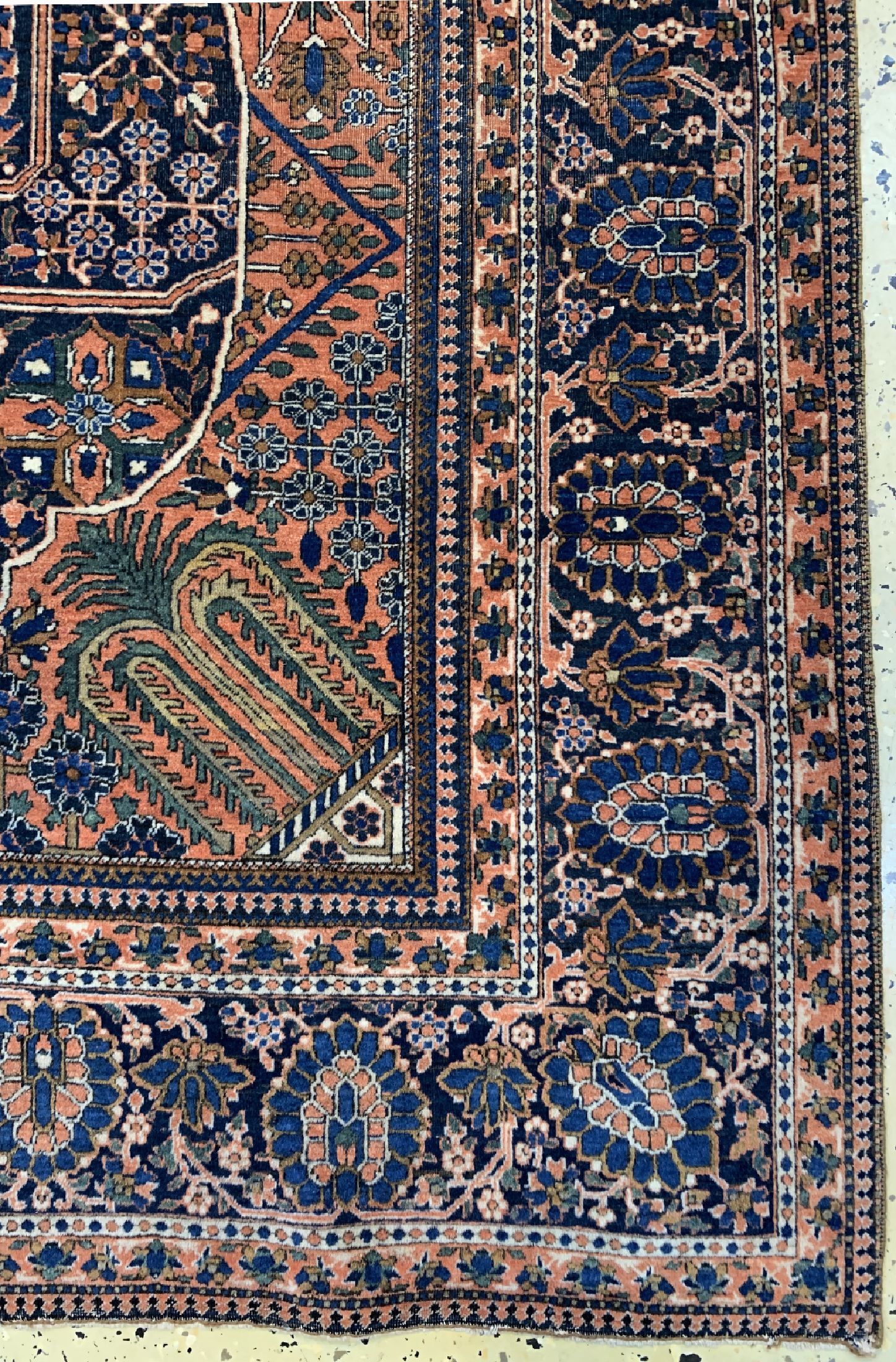 Detail a: Keschan Mohtasham antik, Persien, um 1900, Korkwolle auf Baumwolle, ca. 202 x 132 cm, EHZ: 2, fachkundig gereinigt
