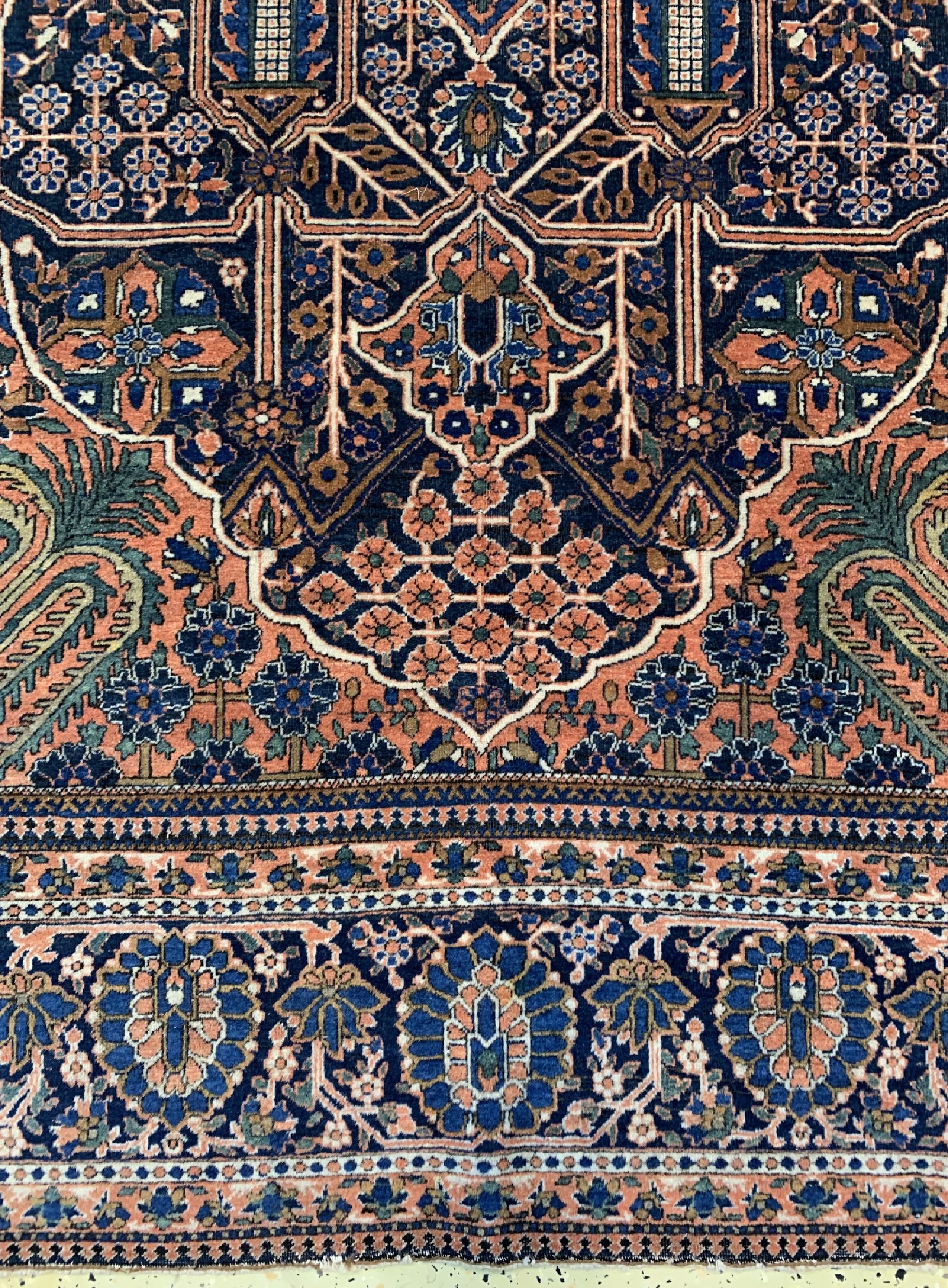 Detail b: Keschan Mohtasham antik, Persien, um 1900, Korkwolle auf Baumwolle, ca. 202 x 132 cm, EHZ: 2, fachkundig gereinigt