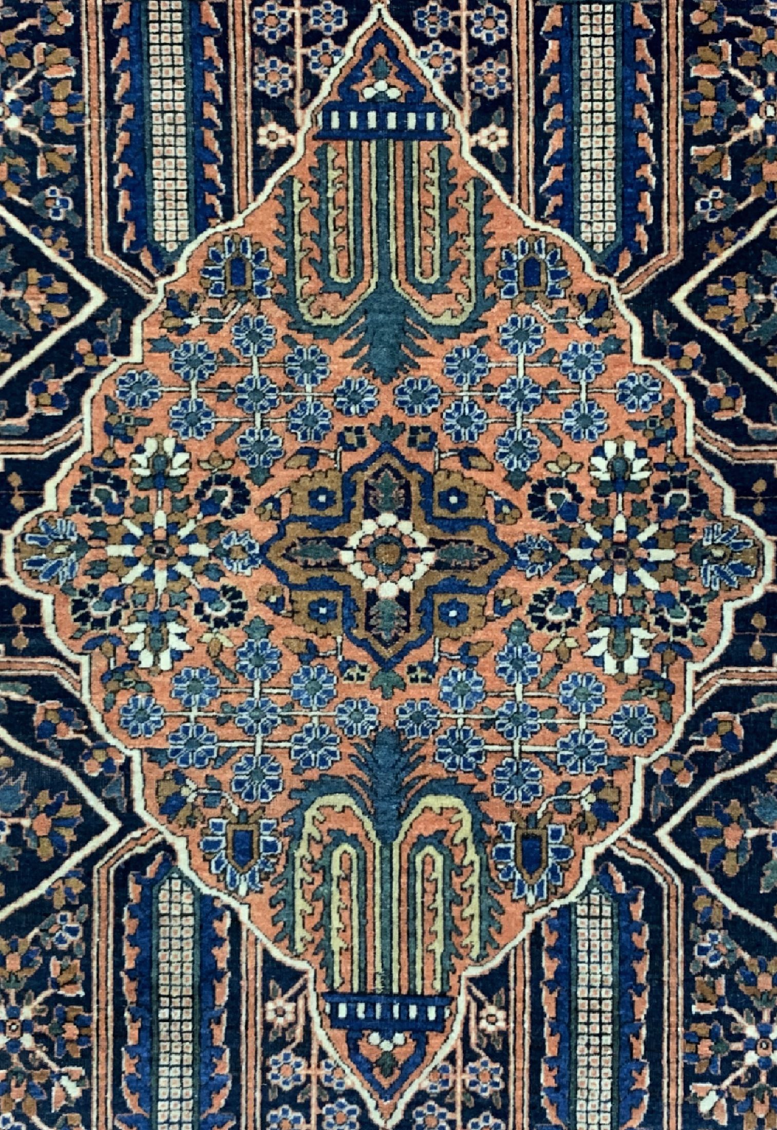 Detail c: Keschan Mohtasham antik, Persien, um 1900, Korkwolle auf Baumwolle, ca. 202 x 132 cm, EHZ: 2, fachkundig gereinigt