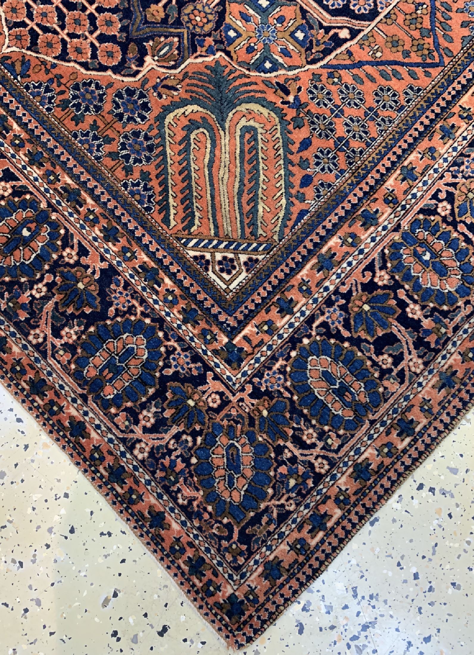 Detail d: Keschan Mohtasham antik, Persien, um 1900, Korkwolle auf Baumwolle, ca. 202 x 132 cm, EHZ: 2, fachkundig gereinigt
