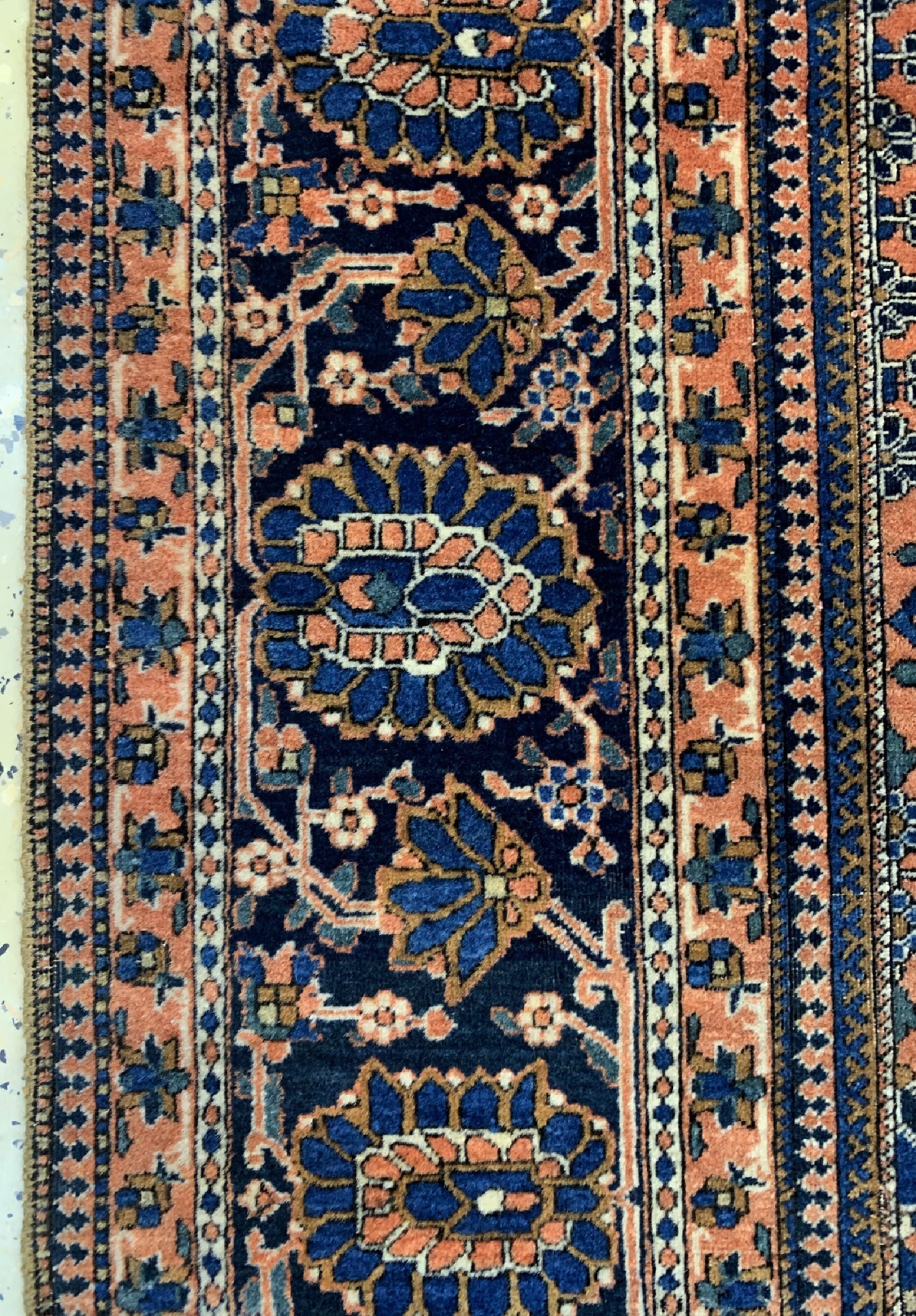 Detail e: Keschan Mohtasham antik, Persien, um 1900, Korkwolle auf Baumwolle, ca. 202 x 132 cm, EHZ: 2, fachkundig gereinigt