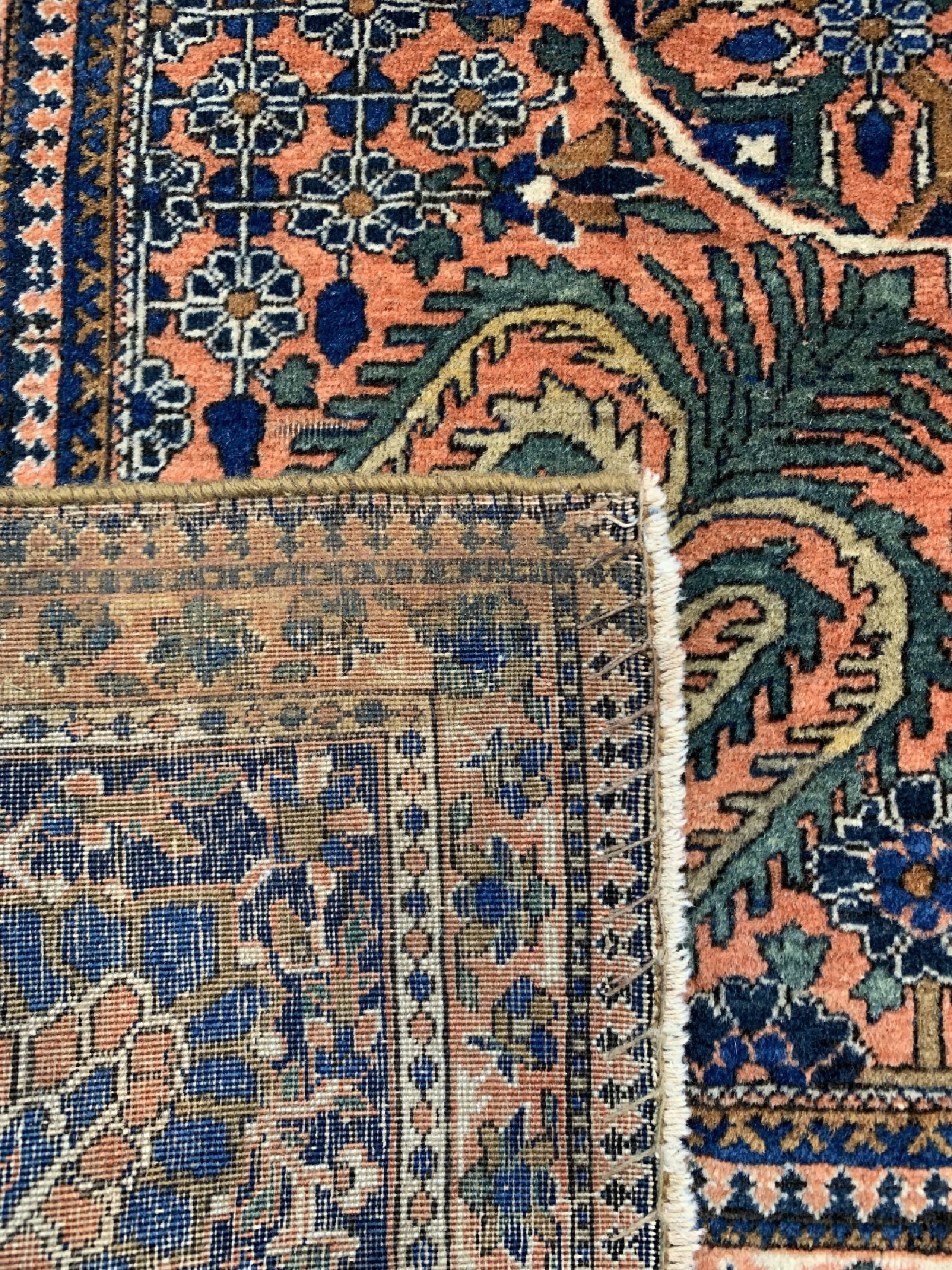 Detail f: Keschan Mohtasham antik, Persien, um 1900, Korkwolle auf Baumwolle, ca. 202 x 132 cm, EHZ: 2, fachkundig gereinigt