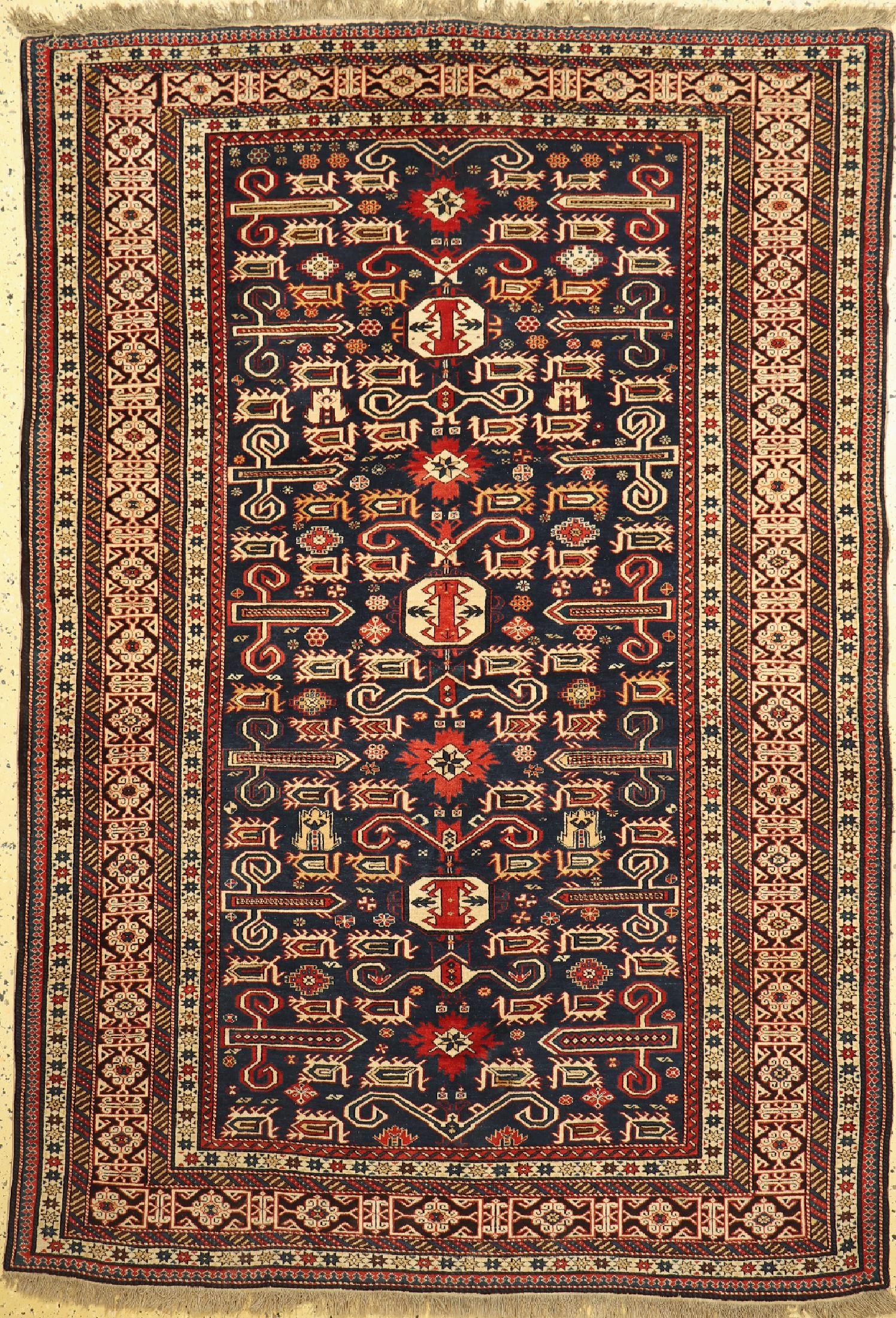 Antiker Chichi Kazak, Kaukasus, 19.Jhd, Wolle auf Wolle, ca. 210 x 146 cm, EHZ: 1-2, kleine Florfehlstelle