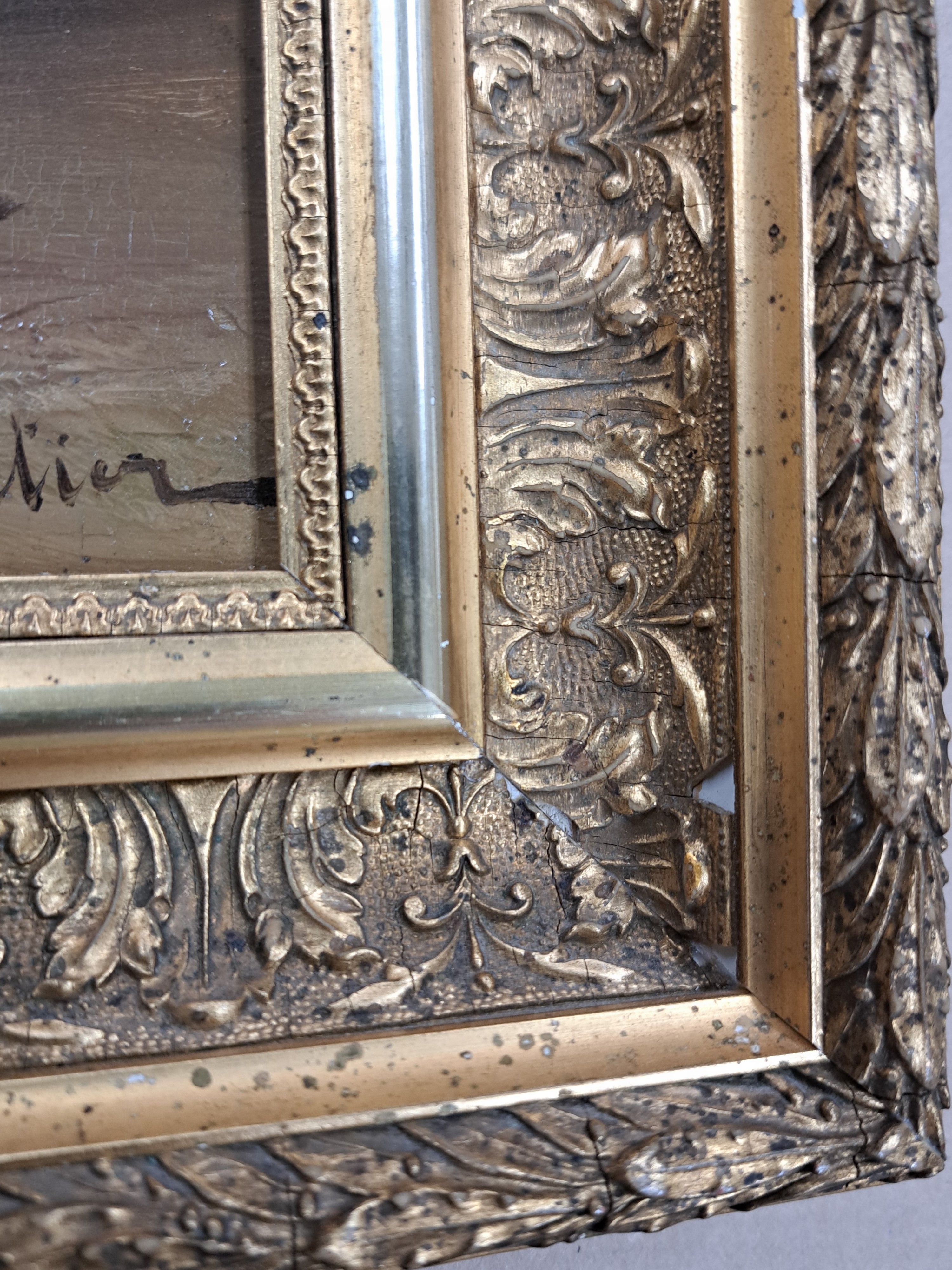 Detail f: Jules Claude Gautier, französischer Maler des 19. Jh., Stillleben mit roten und weißen Johannisbeeren in einem Korb, Öl/Holz, rechts unten ...