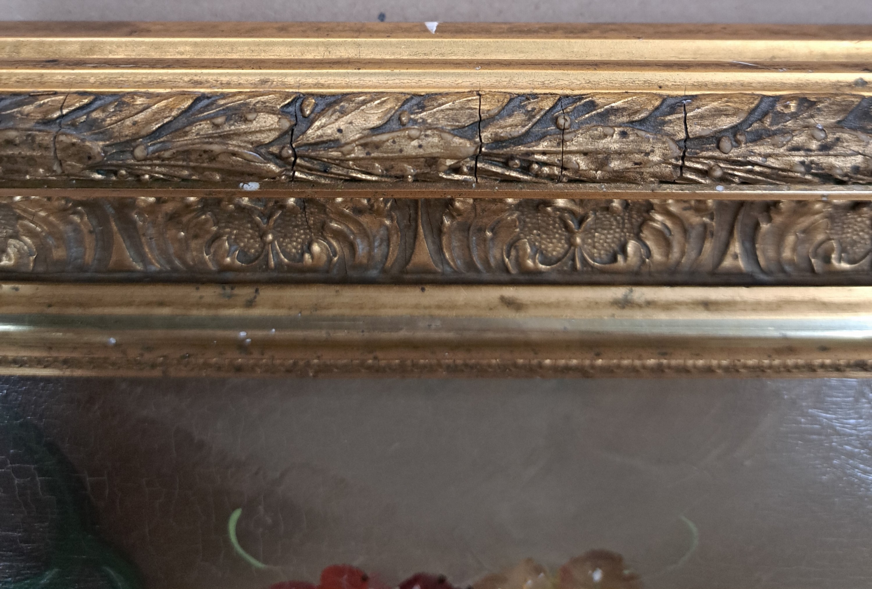 Detail g: Jules Claude Gautier, französischer Maler des 19. Jh., Stillleben mit roten und weißen Johannisbeeren in einem Korb, Öl/Holz, rechts unten ...
