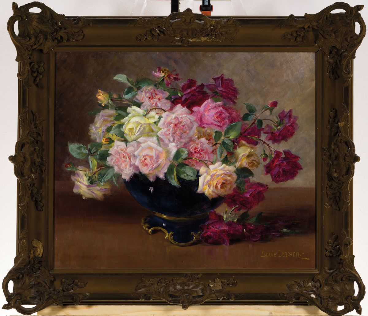 Detail k: Louis Letsch, 1856 Wolfurt-1940 Straßburg, Studium in Paris, war in Mühlhausen und ab 1920 in Straßburg tätig, hier: Stillleben mit Rosen, ...
