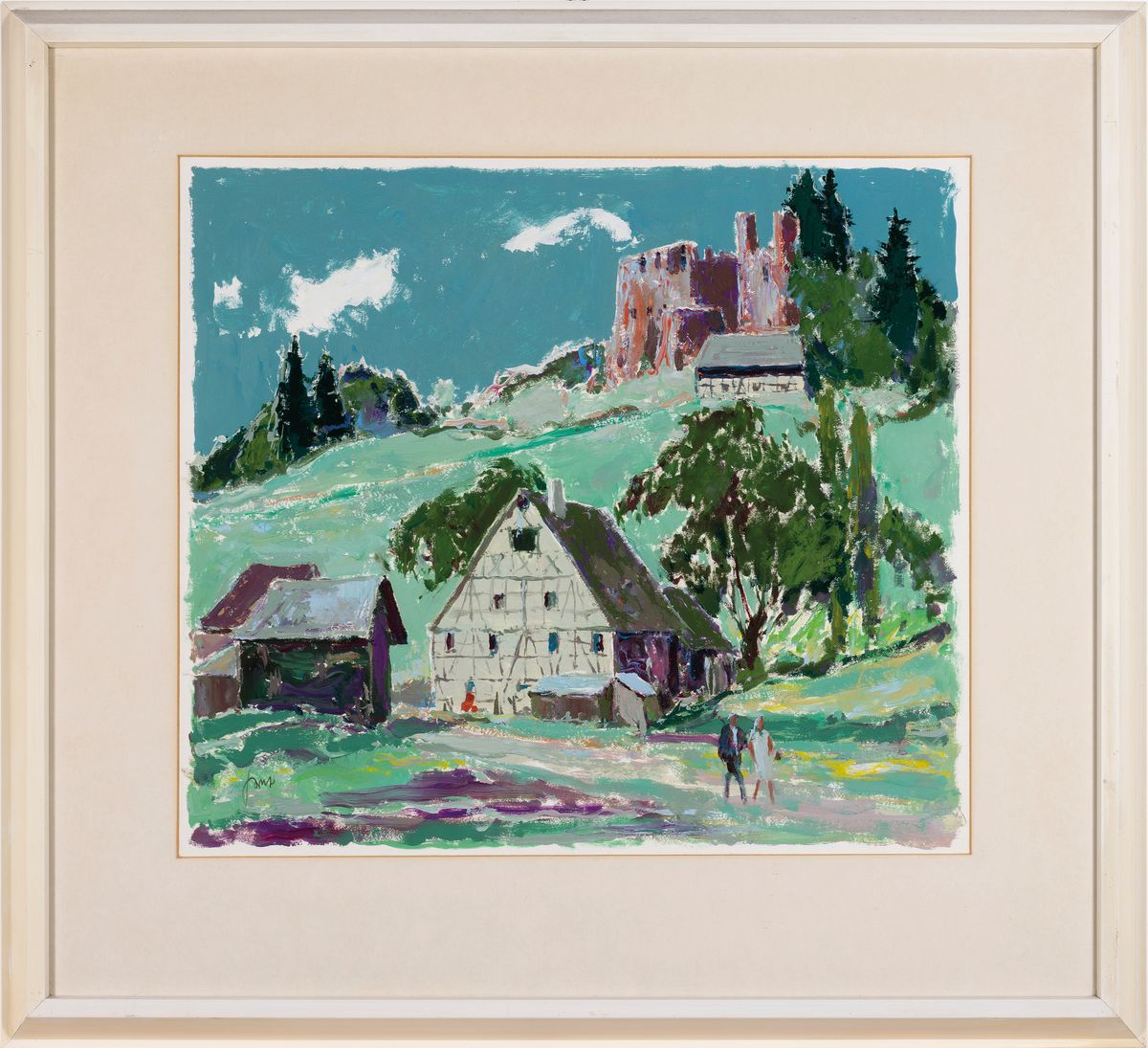 Detail k: Karl Graf, 1902-1986 Speyer, Landschaft in der Pfalz, Gouache auf Papier, links unten signiert, ca. 38x43cm, PP, u.Gl., R. ca. 59x65cm