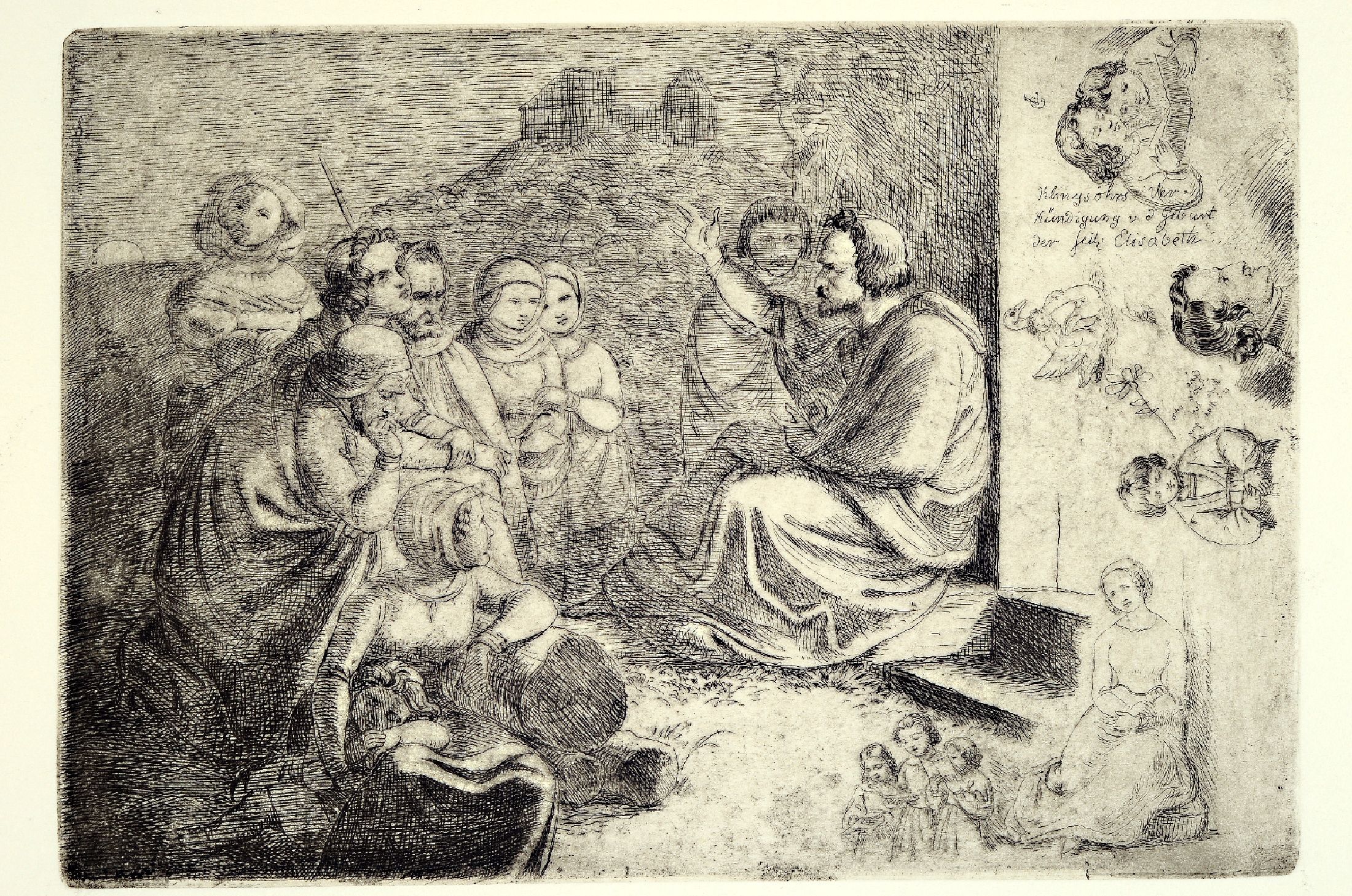 Detail a: Konvolut aus 18 Radierungen von Originaldruckplatten: Ludwig Emil Grimm, 1790 Hanau-1863 Kassel, Abzüge von 70 Orig .Druckplatten durch die ...