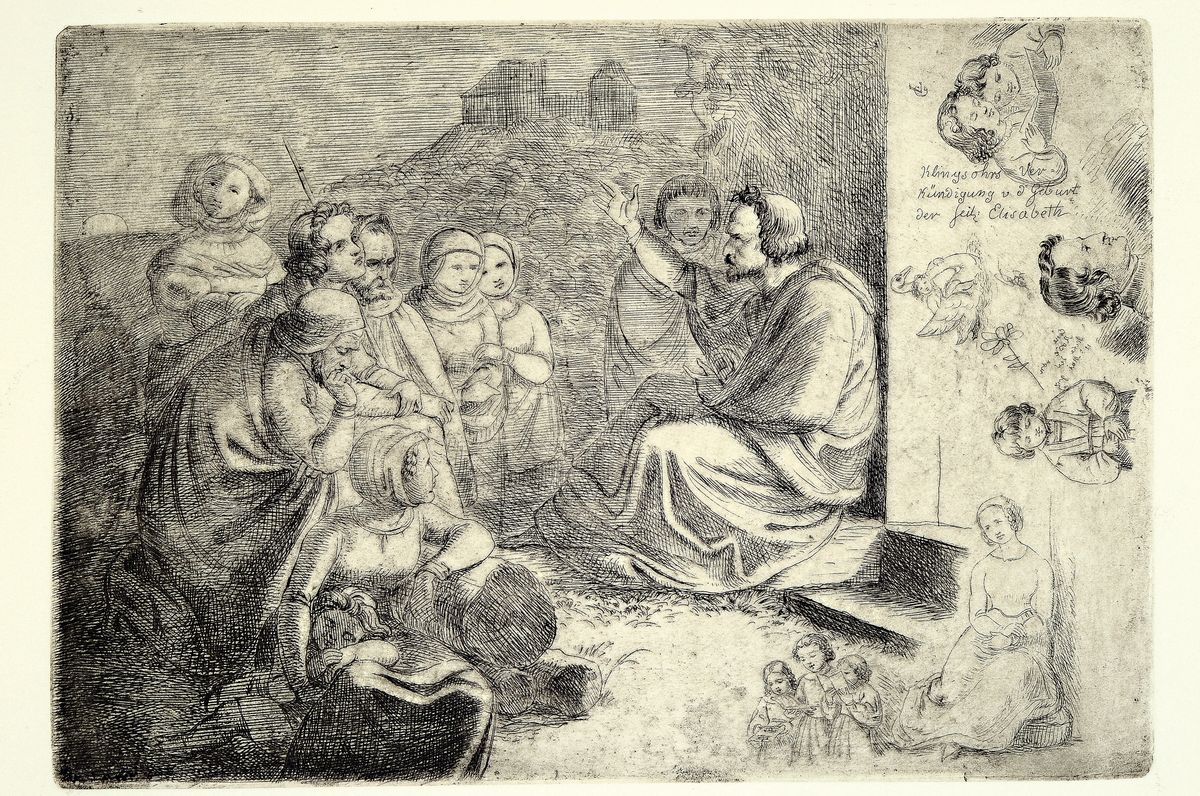 Detail l: Konvolut aus 18 Radierungen von Originaldruckplatten: Ludwig Emil Grimm, 1790 Hanau-1863 Kassel, Abzüge von 70 Orig .Druckplatten durch die ...