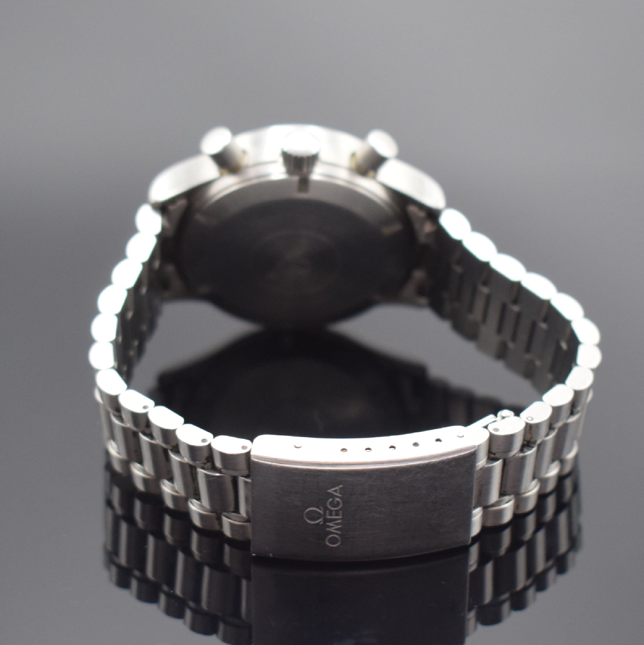 Detail b: OMEGA Dynamic Herrenarmbanduhr mit Chronograph, Schweiz um 2004, Automatik, verschr. Stahlgeh., orig. Gliederband m. Faltschl., schwarzes Zifferblatt ...