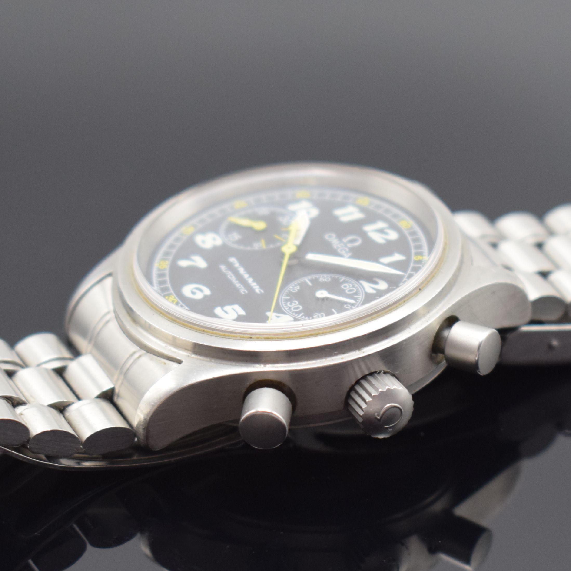 Detail c: OMEGA Dynamic Herrenarmbanduhr mit Chronograph, Schweiz um 2004, Automatik, verschr. Stahlgeh., orig. Gliederband m. Faltschl., schwarzes Zifferblatt ...