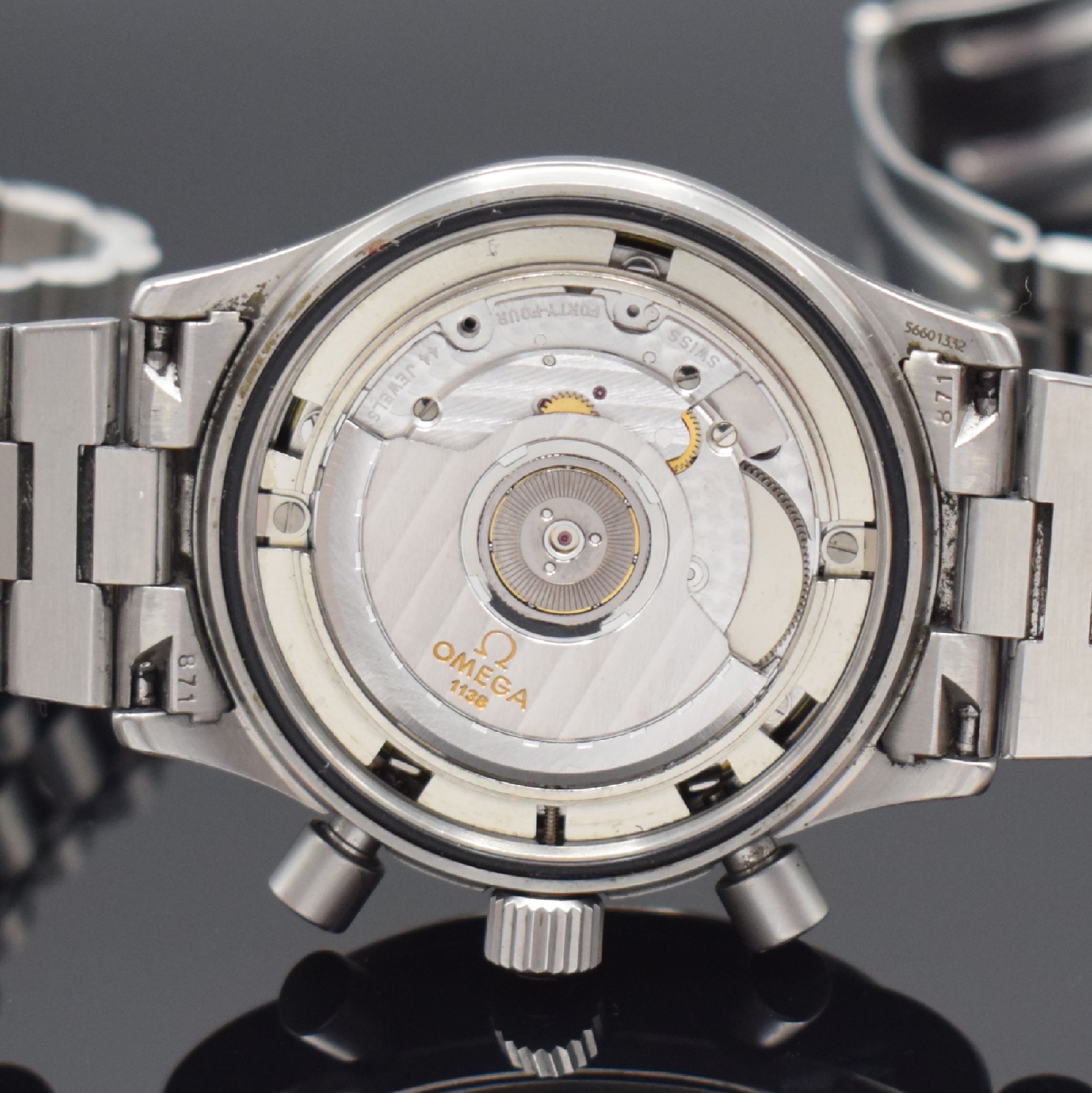 Detail f: OMEGA Dynamic Herrenarmbanduhr mit Chronograph, Schweiz um 2004, Automatik, verschr. Stahlgeh., orig. Gliederband m. Faltschl., schwarzes Zifferblatt ...