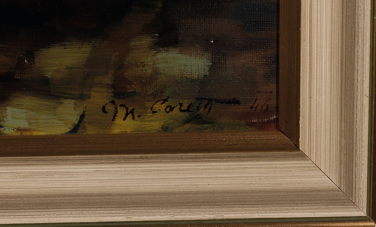 Detail a: Madeleine Coreth, geb. 1918, Stillleben mit Pfingstrosen, Öl/Malkarton, rechts unten signiert, ca. 46x62cm, R. ca. 55x71cm