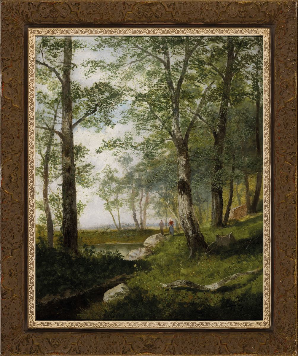 Detail k: (Edward) Theodore Paier, 1918-2010, Paar unter Birken am Wasser, Öl/Lwd, rechts unten signiert, ca. 68x55cm, R. ca. 84x70cm