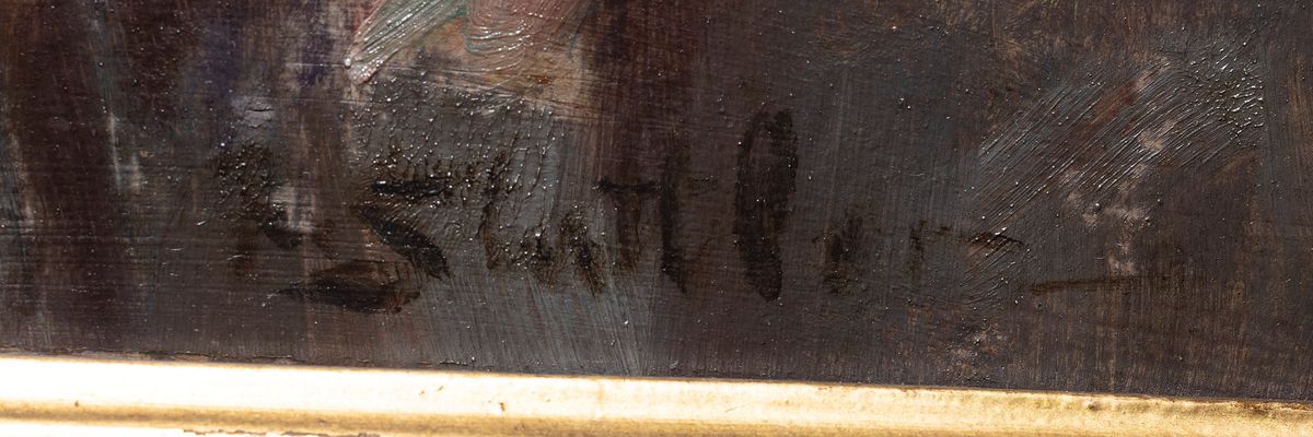 Detail a: Fritz Stattler, 1867 Pilsen-um 1944, Studium an der Akademie Wien bei Carl Rudolf Huber und Christian Gripenkerl, sowie an der Akademie München, ...